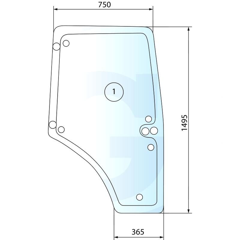 Szyba drzwi lewa, 9 otworów Renault Axion 810 Arion 610 7700044195