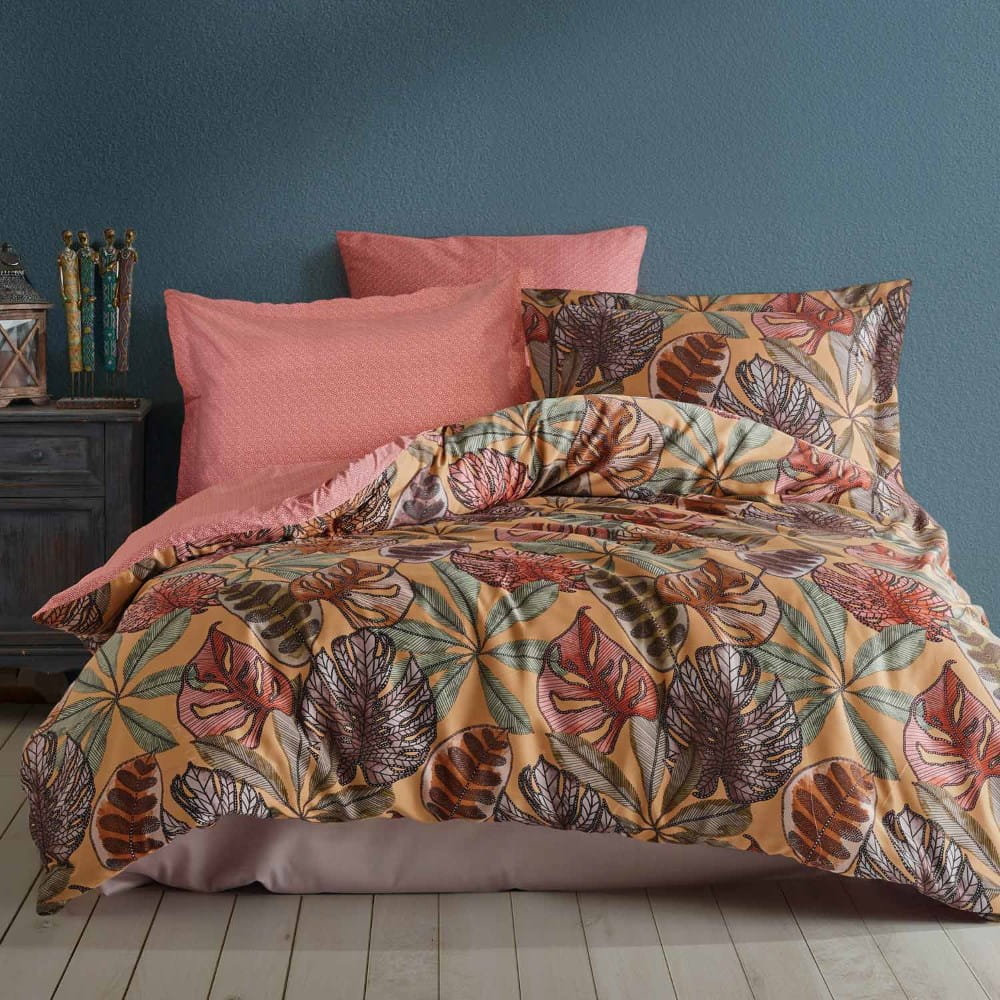 Komplet pościel 160x200 bawełniana gruba satyna w pudełku Greta pomarańcz