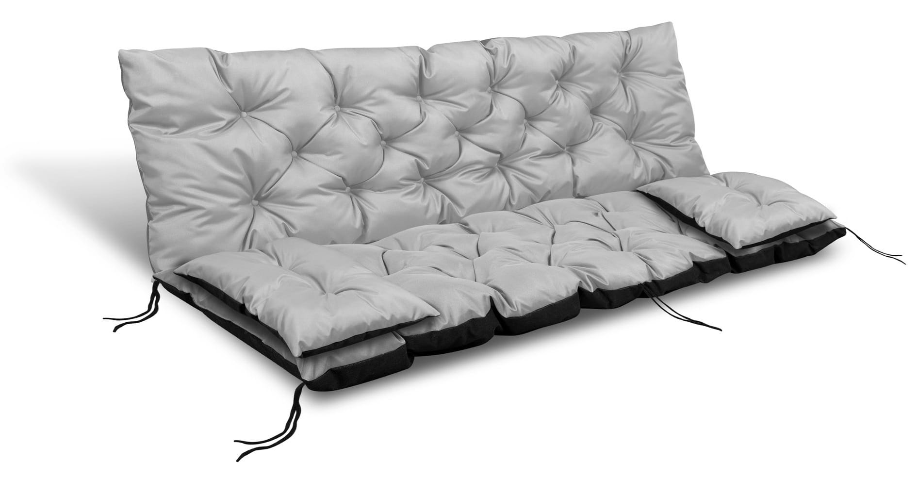Poduszka ogrodowa 150x60x50 cm + 2 poduszki na ławkę huśtawkę wodoodporna jasnoszara