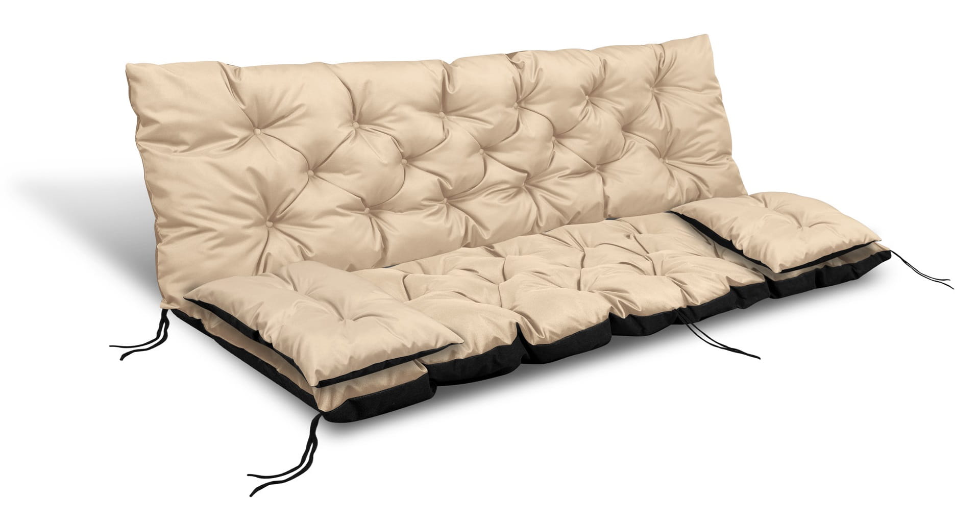 Poduszka ogrodowa 180x60x50 cm + 2 poduszki na ławkę huśtawkę wodoodporna beżowa