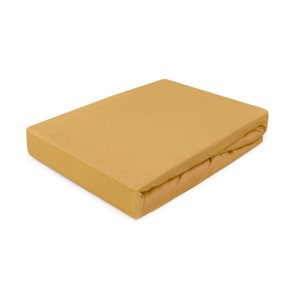 Prześcieradło z gumką 180x200 jersey 100% BAWEŁNA musztardowy
