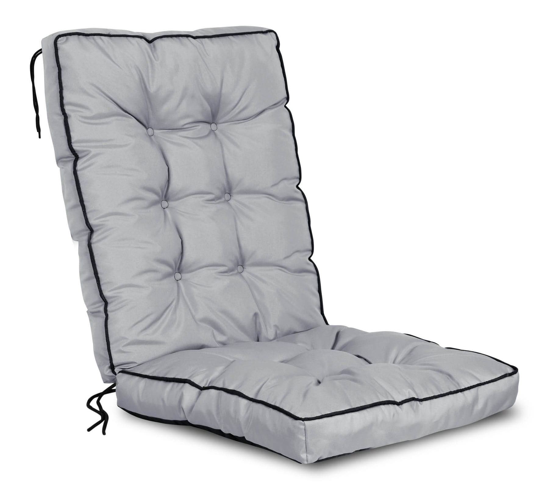 Poduszka ogrodowa na krzesło wysoki bok z lamówką 50x50x80 cm ciemnoszara