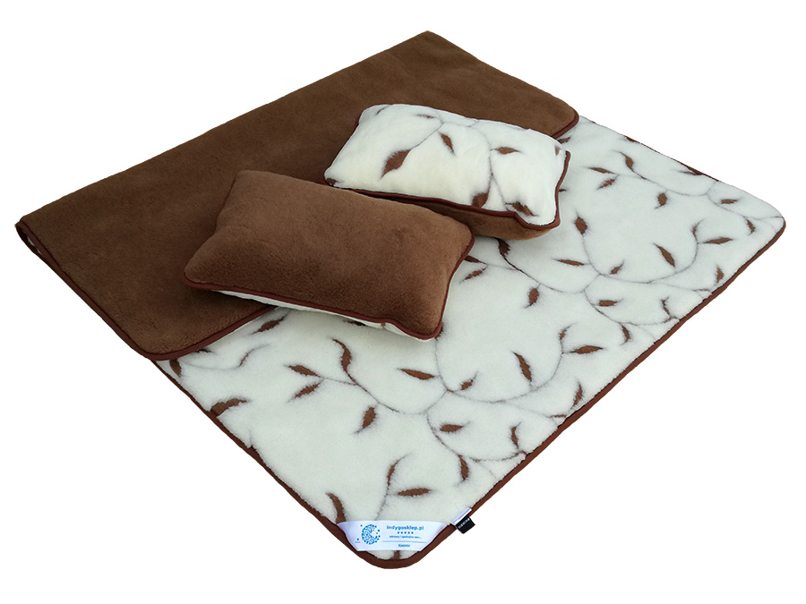 Pościel wełniana camel ciemny/kaszmir benjamin (kołdra 180x200, 2x poduszka 50x60) (+-5cm)