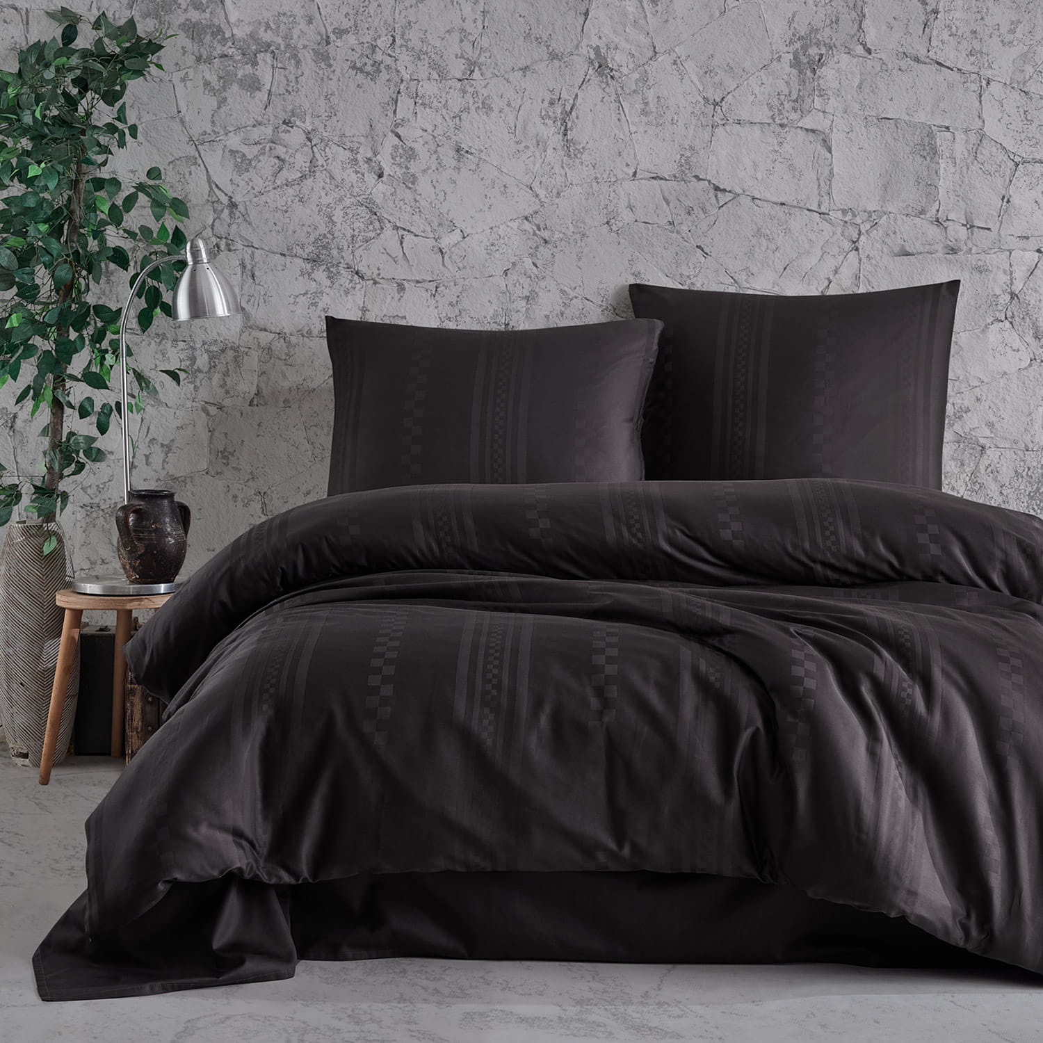 Pościel bawełniana 160x200 z satynowym połyskiem Capital antracyt