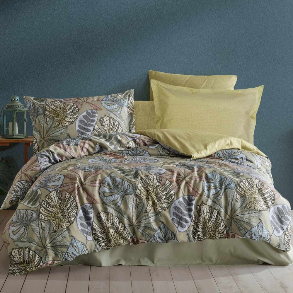 Komplet pościel 160x200 bawełniana gruba satyna w pudełku Greta zielony