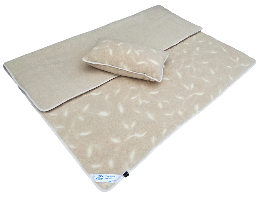 Pościel wełniana camel jasny benjamin/camel jasny (kołdra 140x200, poduszka 50x60) (+-5cm)