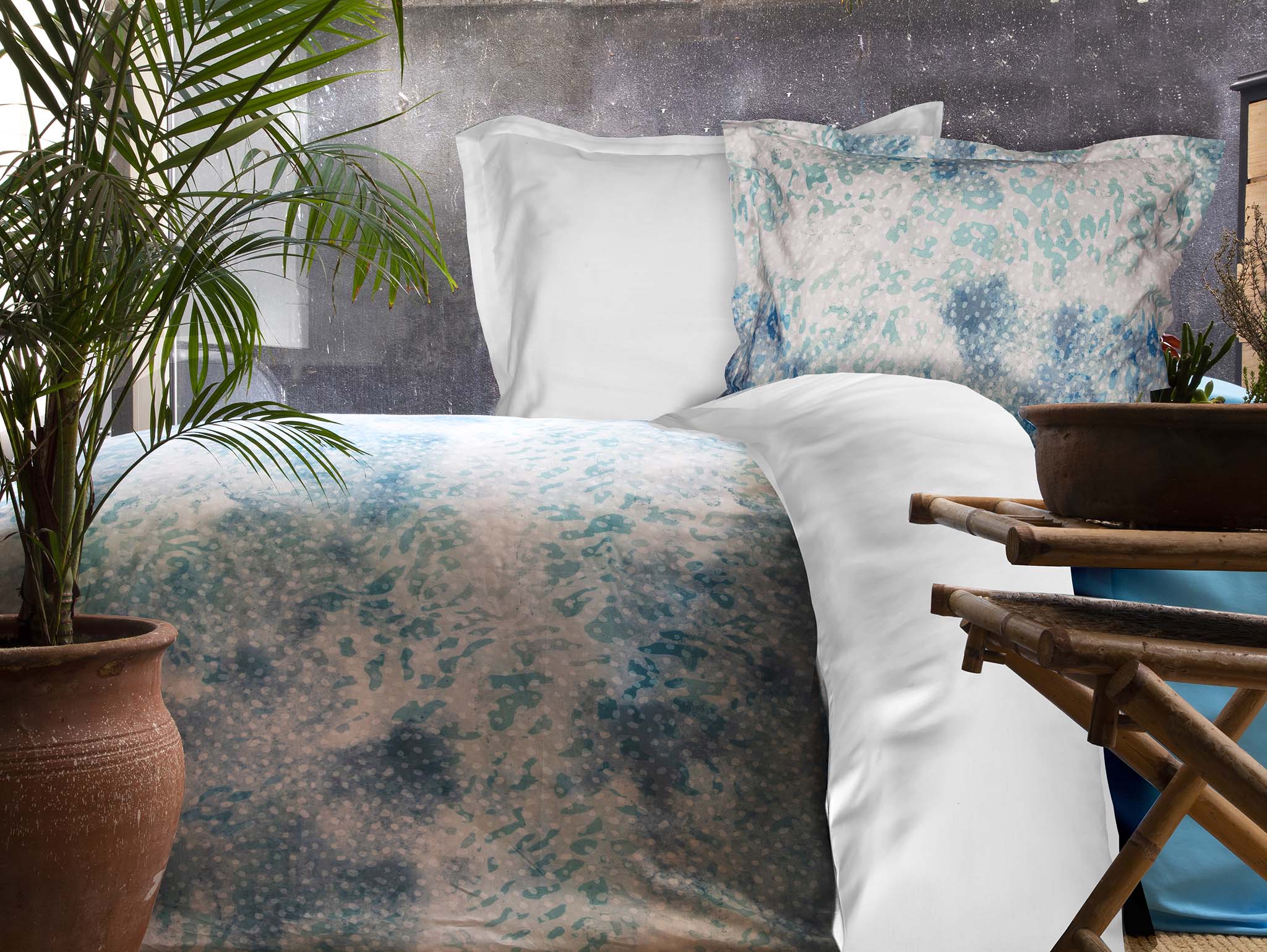 Komplet pościel 160x200 bawełniana gruba satyna w pudełku Beliz niebieska