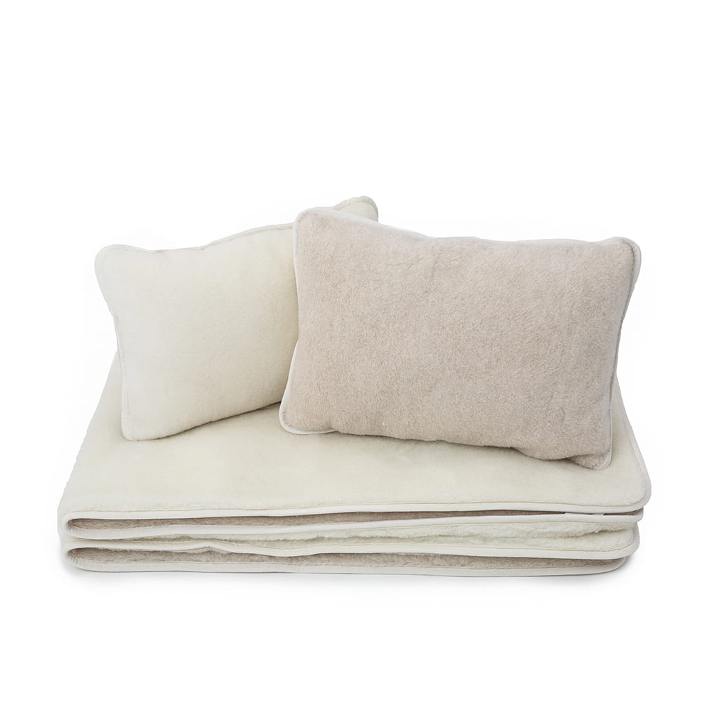 Pościel wełniana camel jasny/kaszmir gładki (kołdra 180x200, 2x poduszka 40x60) (+-5cm)