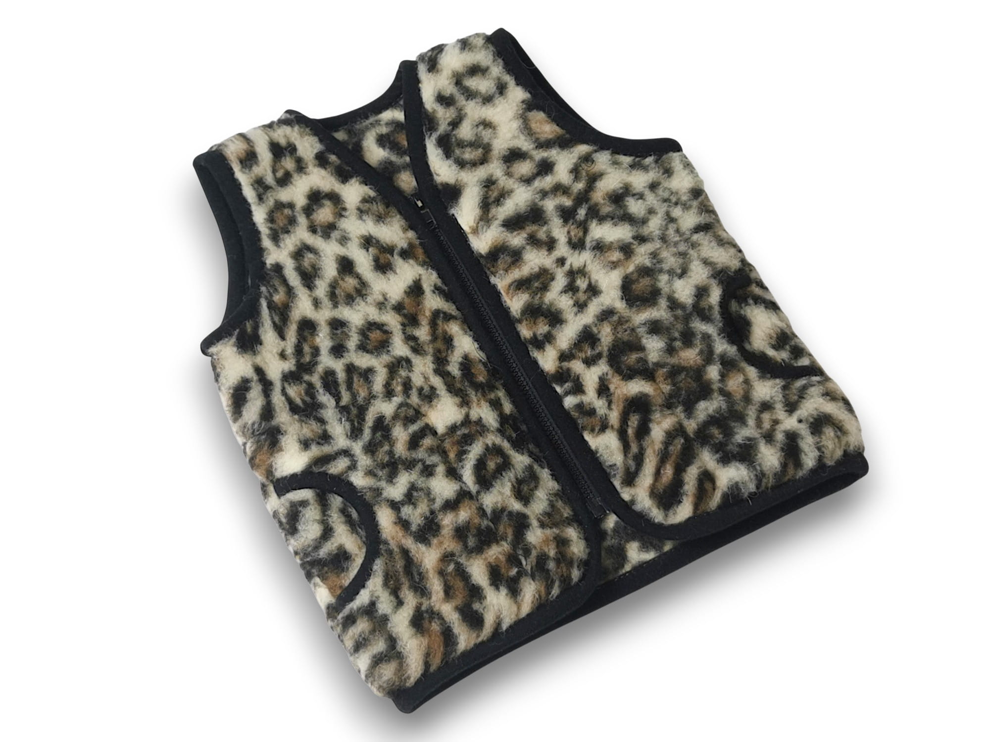 Kamizelka wełniana dziecięca merynos australijski lampart 2-3 lata