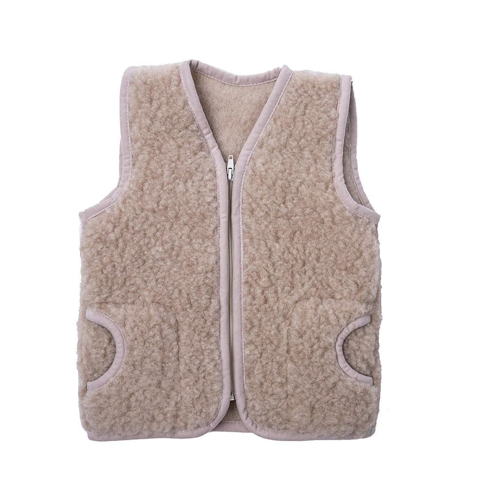 Kamizelka wełniana dziecięca merynos australijski tumbler jasny beż 6-8 lat