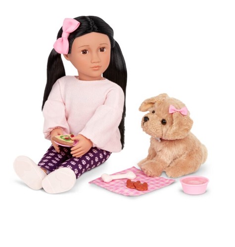 Our Generation duża Lalka JIN 46cm z pieskiem