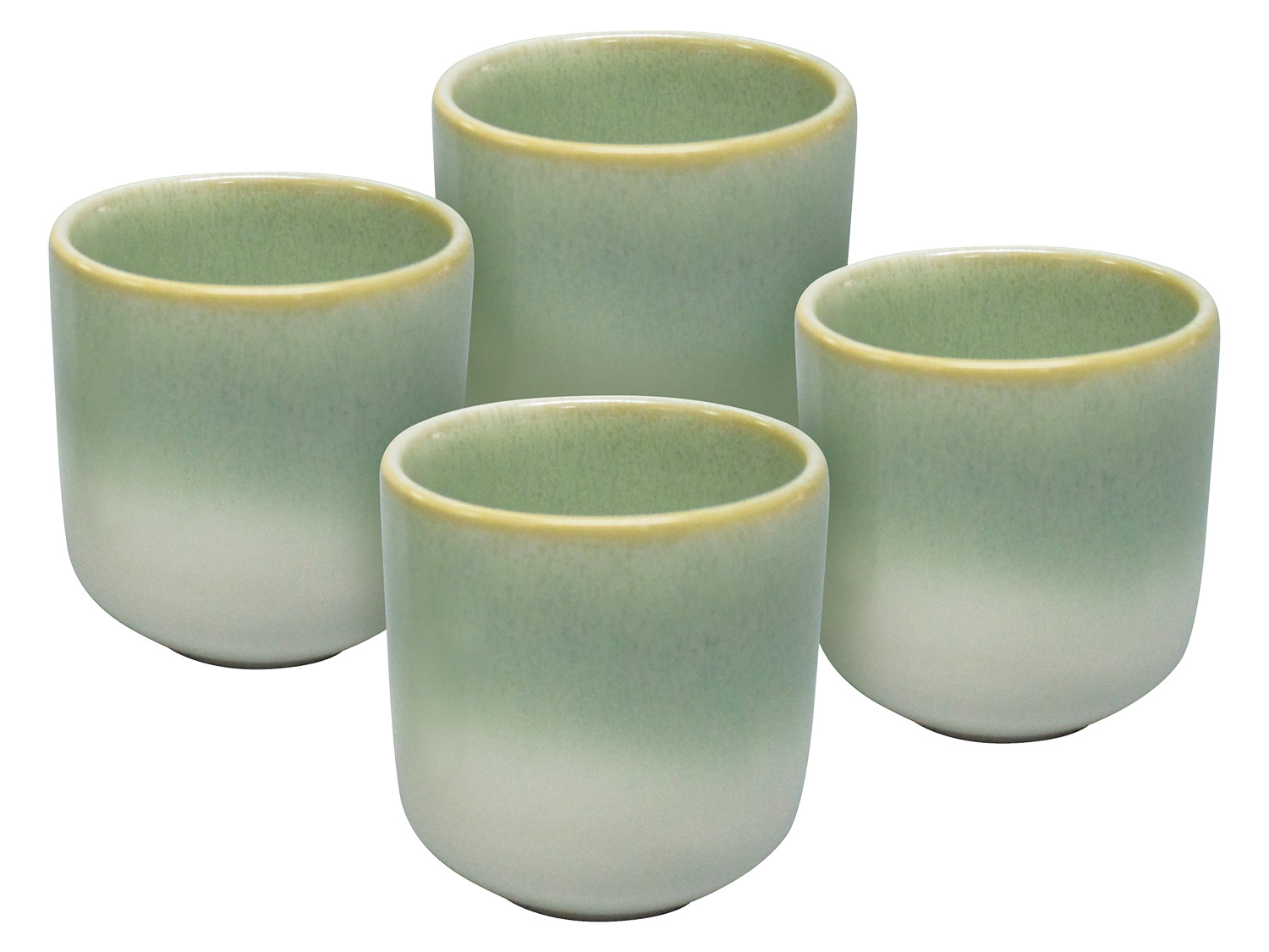 vanWell Komplet 4 kubeczków do espresso z ceramiki z porowatą glazurą, 130 ml Zielony
