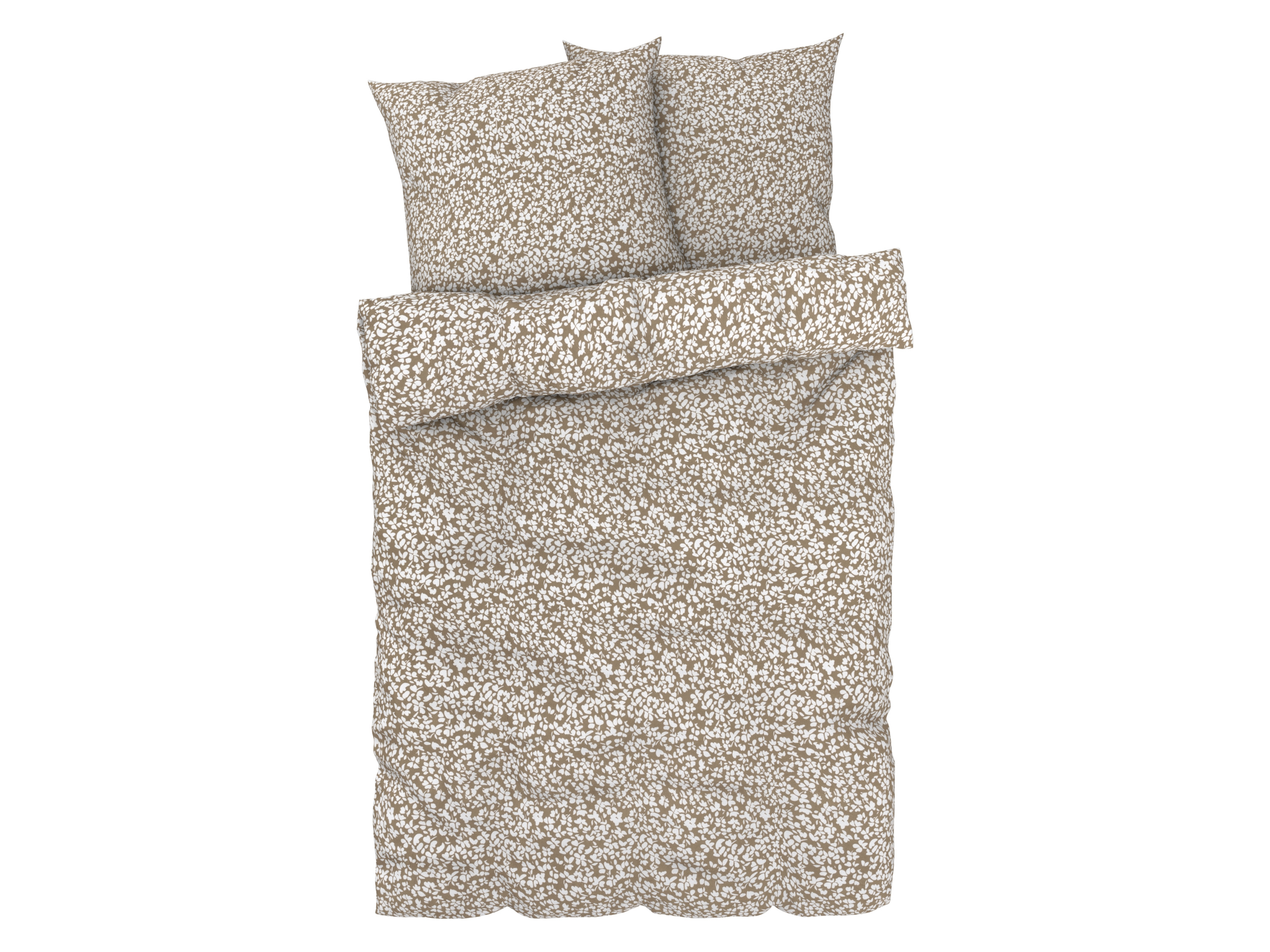Livarno home Pościel satynowa z bawełny, 220 x 200 cm wzór brązowy/biały