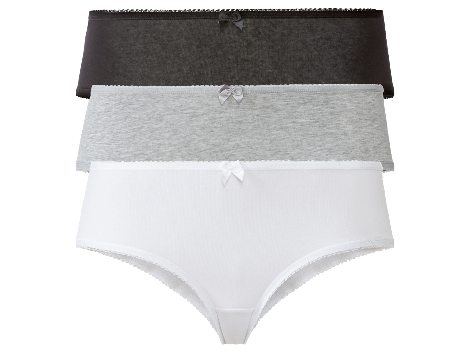 esmara Figi damskie z biobawełną, 3 pary Czarny/ szary/ biały, Xl48/50