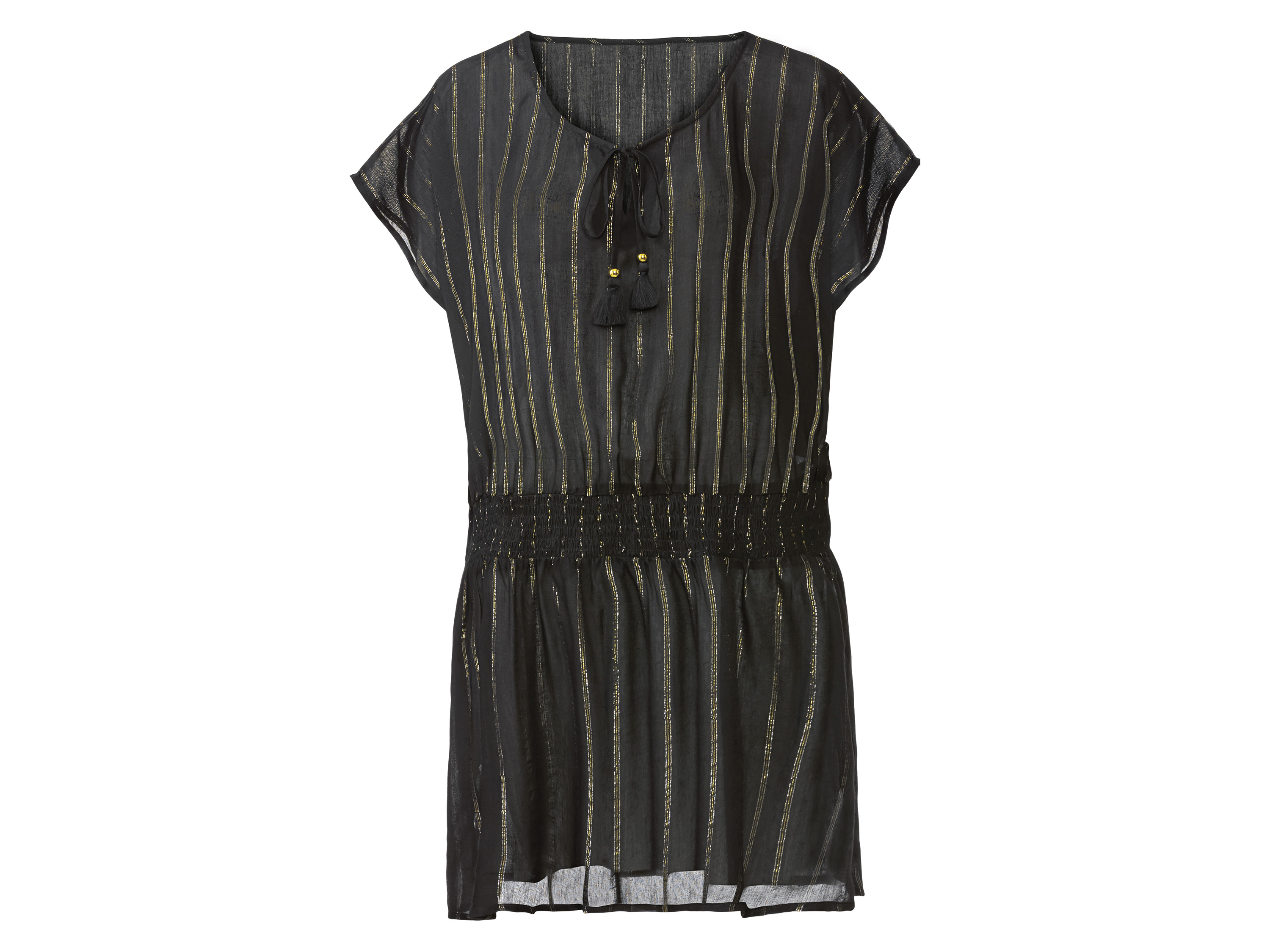 esmara Tunika plażowa damska z rozcięciami po bokach Czarny/srebrny/złoty, S36/38