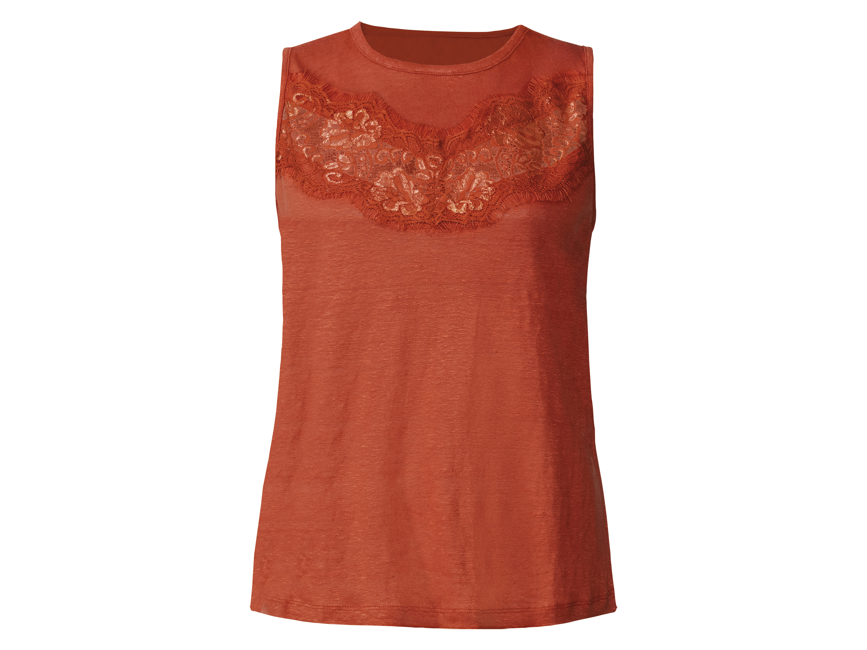 esmara Top damski z lnem Pomarańczowy, XS 32-34