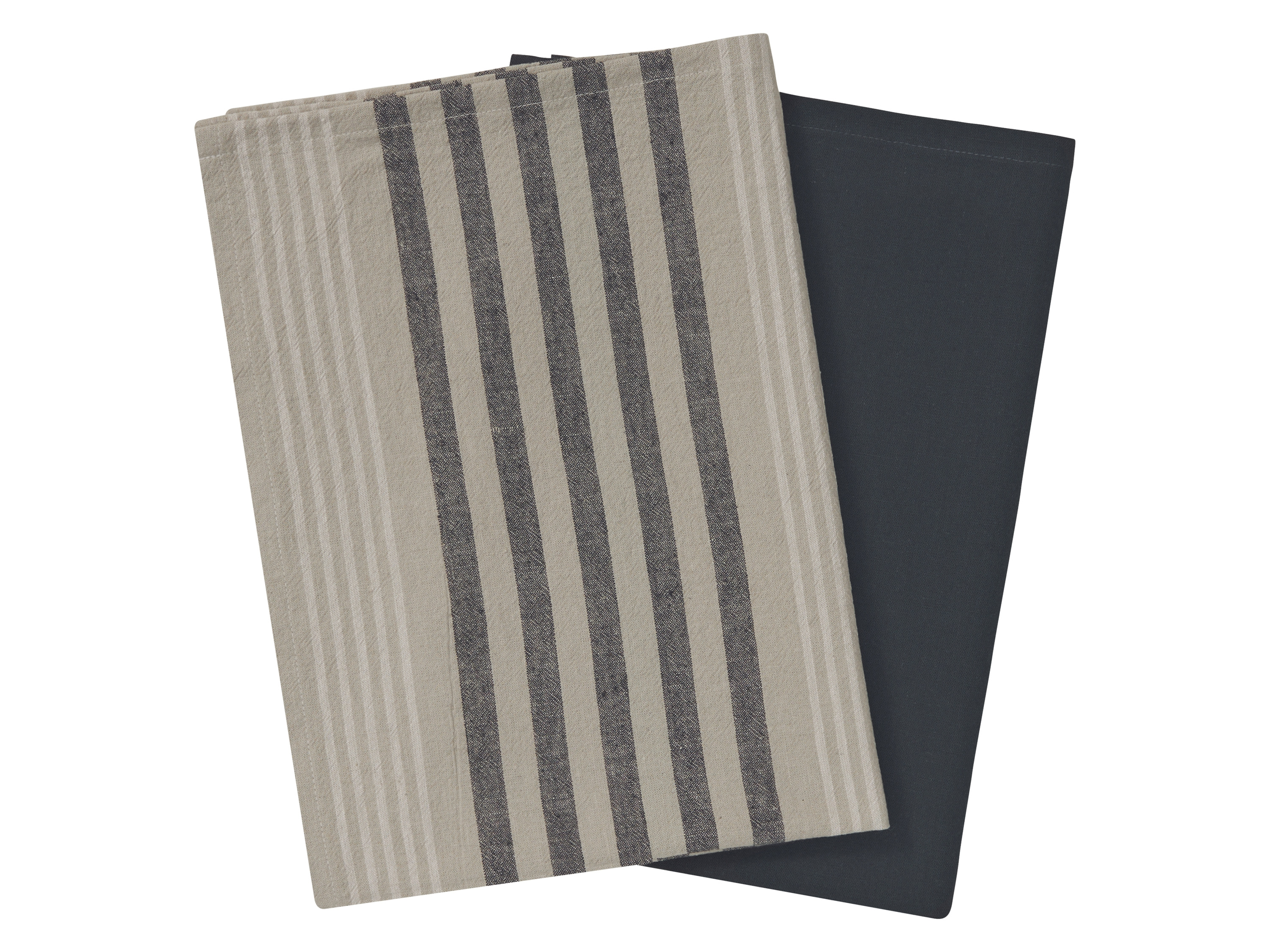 Livarno home Ściereczki kuchenne z bawełny i lnu, 2 sztuki paski/granat/beż