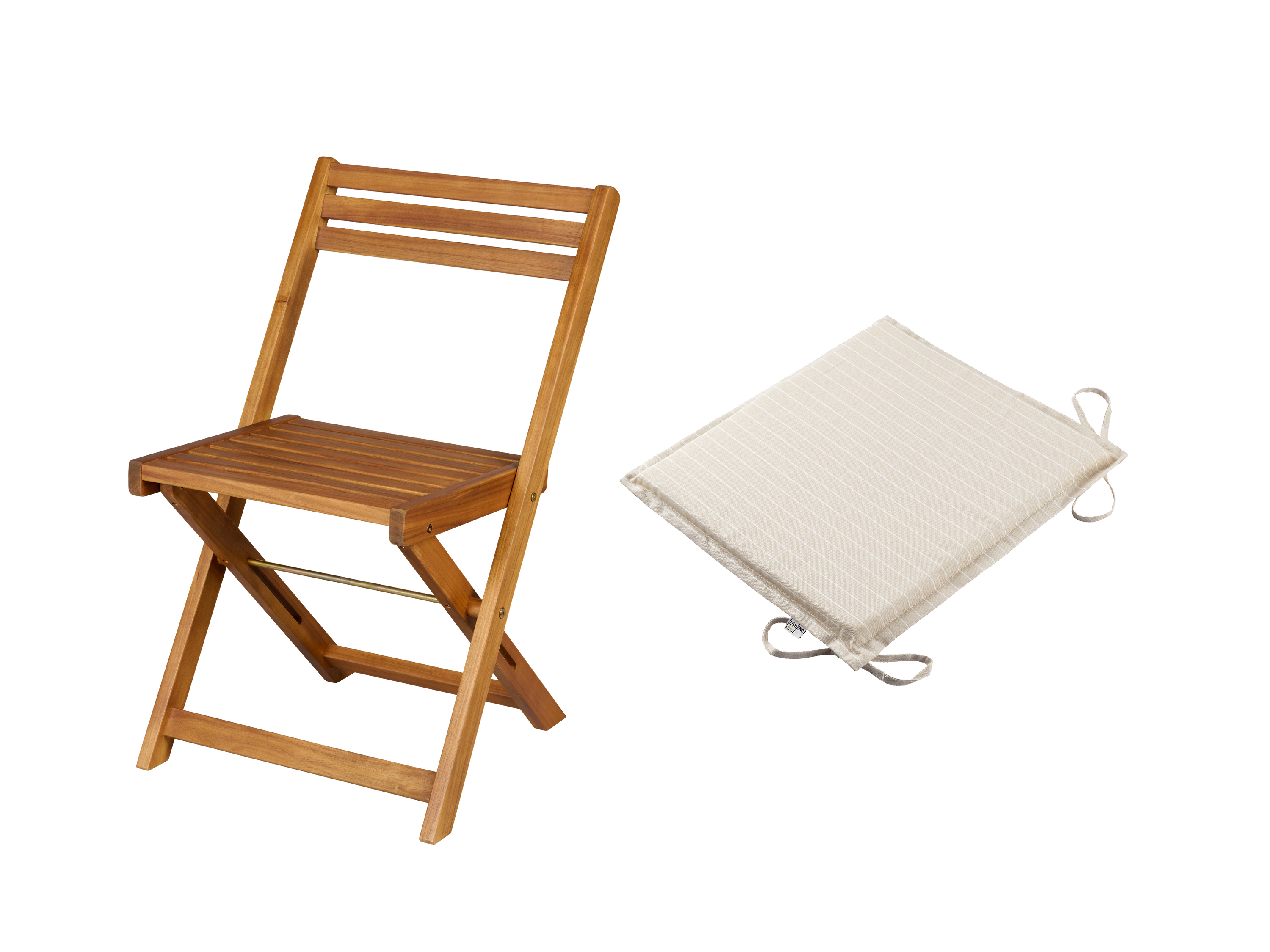 Livarno home Zestaw Składane krzesło ogrodowe Sevilla z olejowanego drewna akacjowego z poduszką dwustronną na siedzisko Sevilla