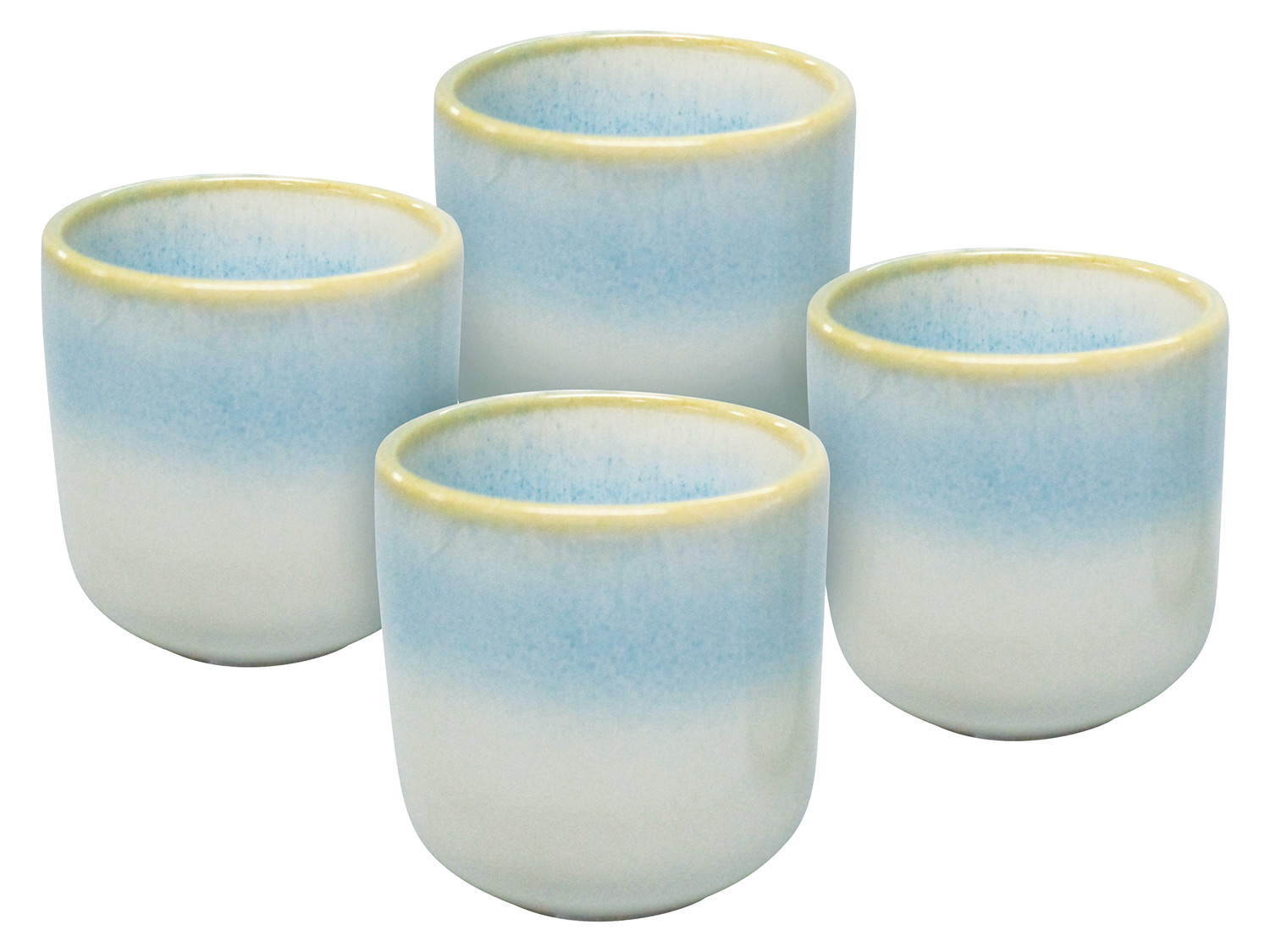 vanWell Komplet 4 kubeczków do espresso z ceramiki z porowatą glazurą, 130 ml Morski