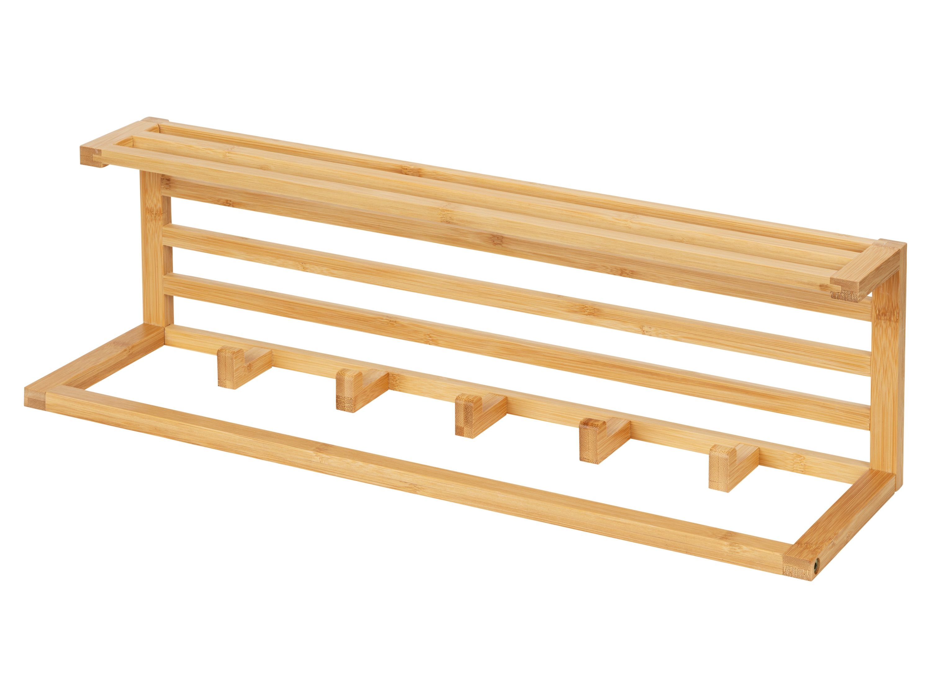 Wenko Uniwersalny organizer kuchenny, z wysokiej jakości bambusa Regał ścienny z haczykami