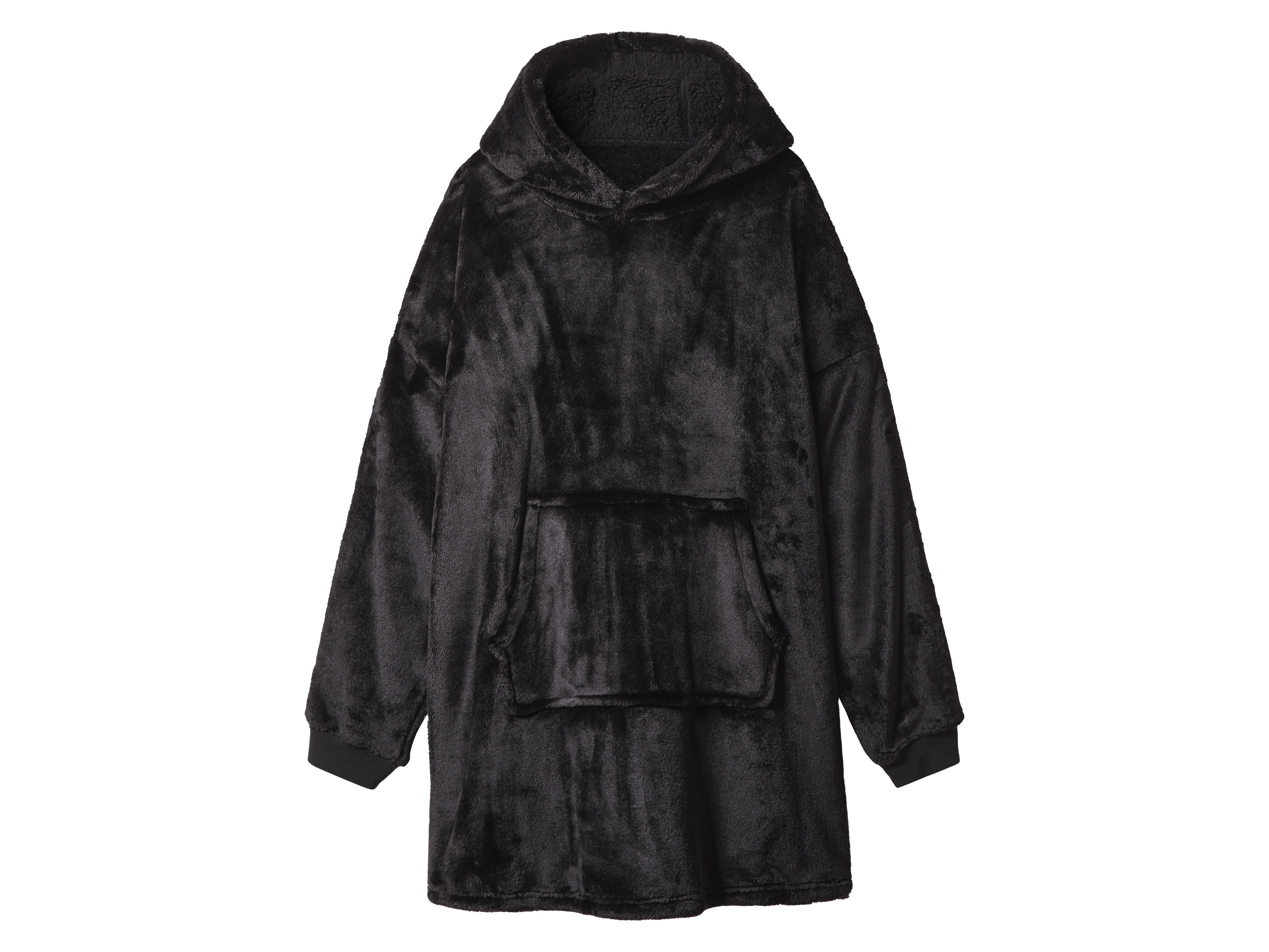 Bluza pluszowa damska lub męska z kapturem Czarny, S/M