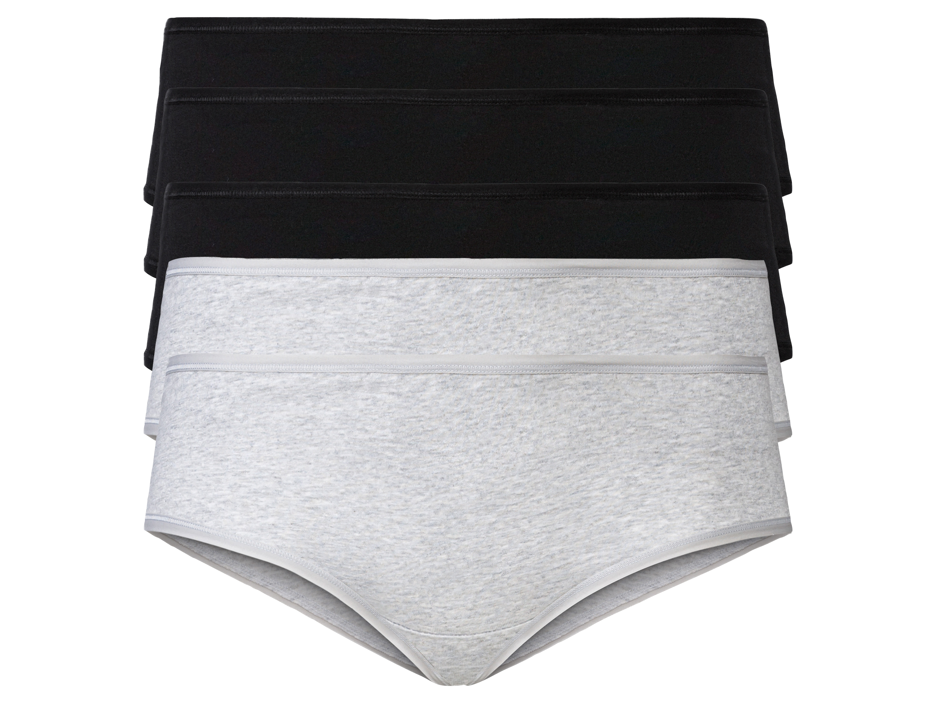 esmara Hipstery damskie z bawełną, 5 par Xl48/50, Czarny/jasnoszary