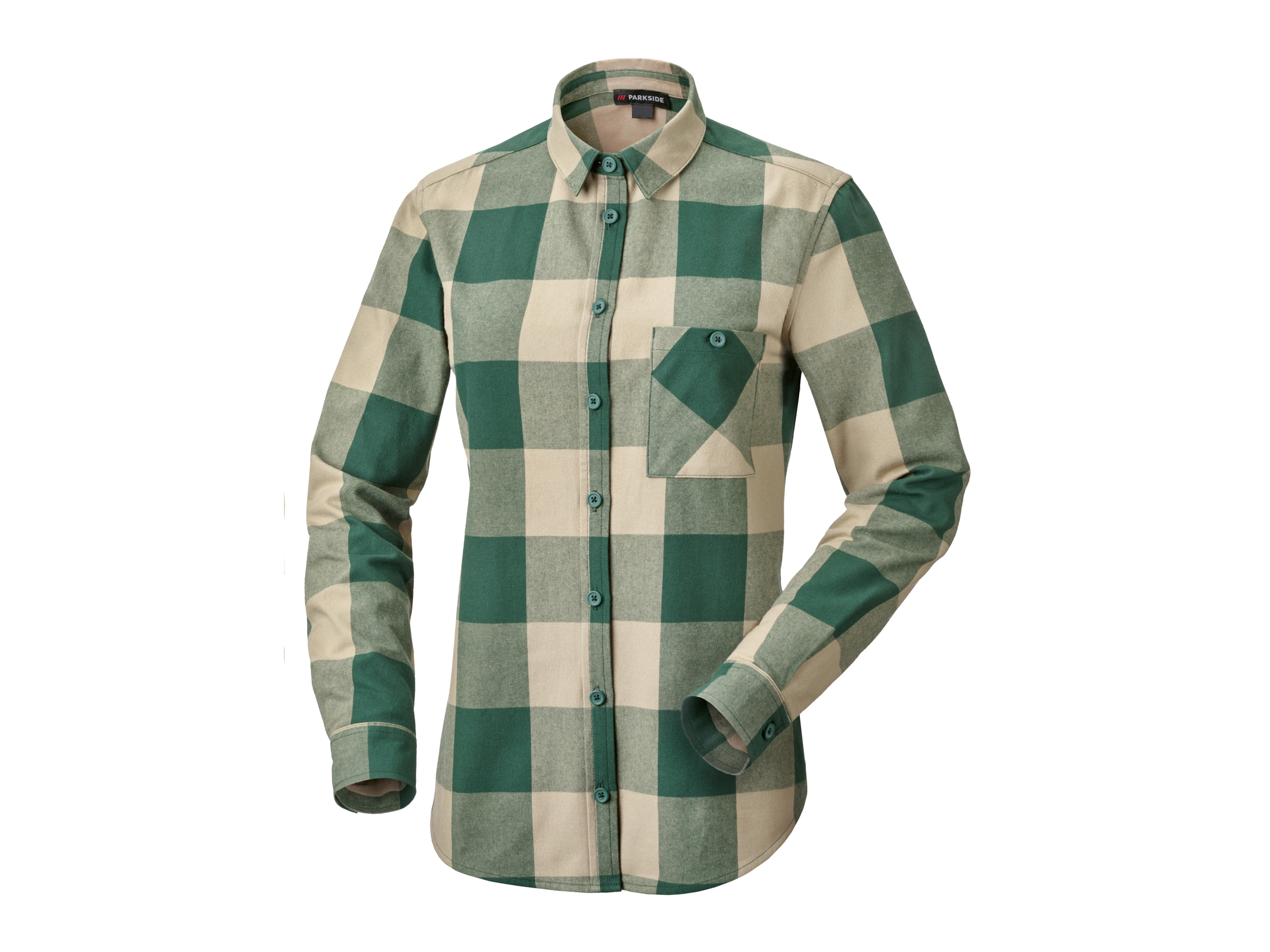 Parkside Bluzka flanelowa damska z bawełny Zielony/beżowy, 42