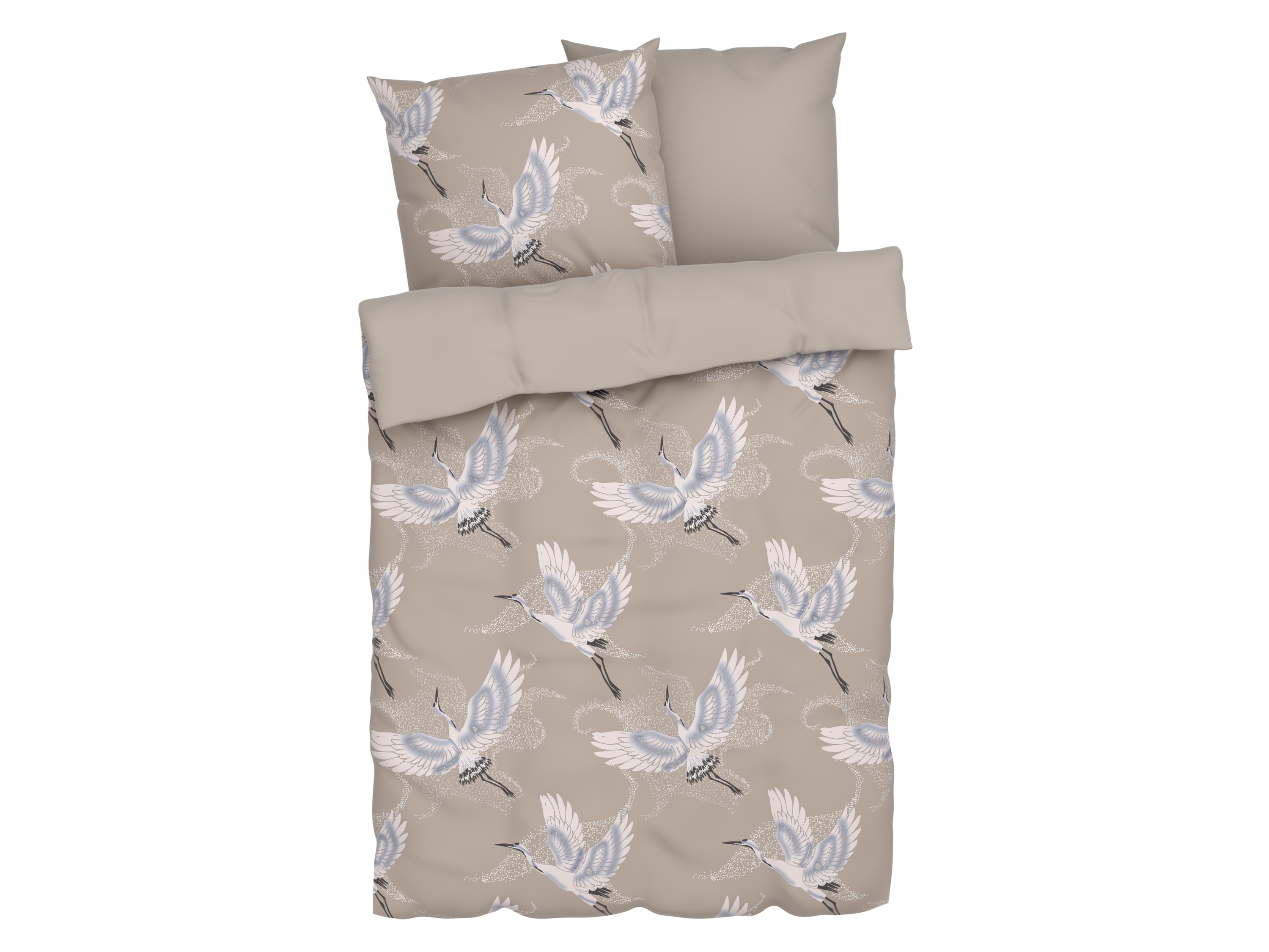 Livarno home Pościel satynowa z bawełny, 220 x 200 cm Żuraw/beż