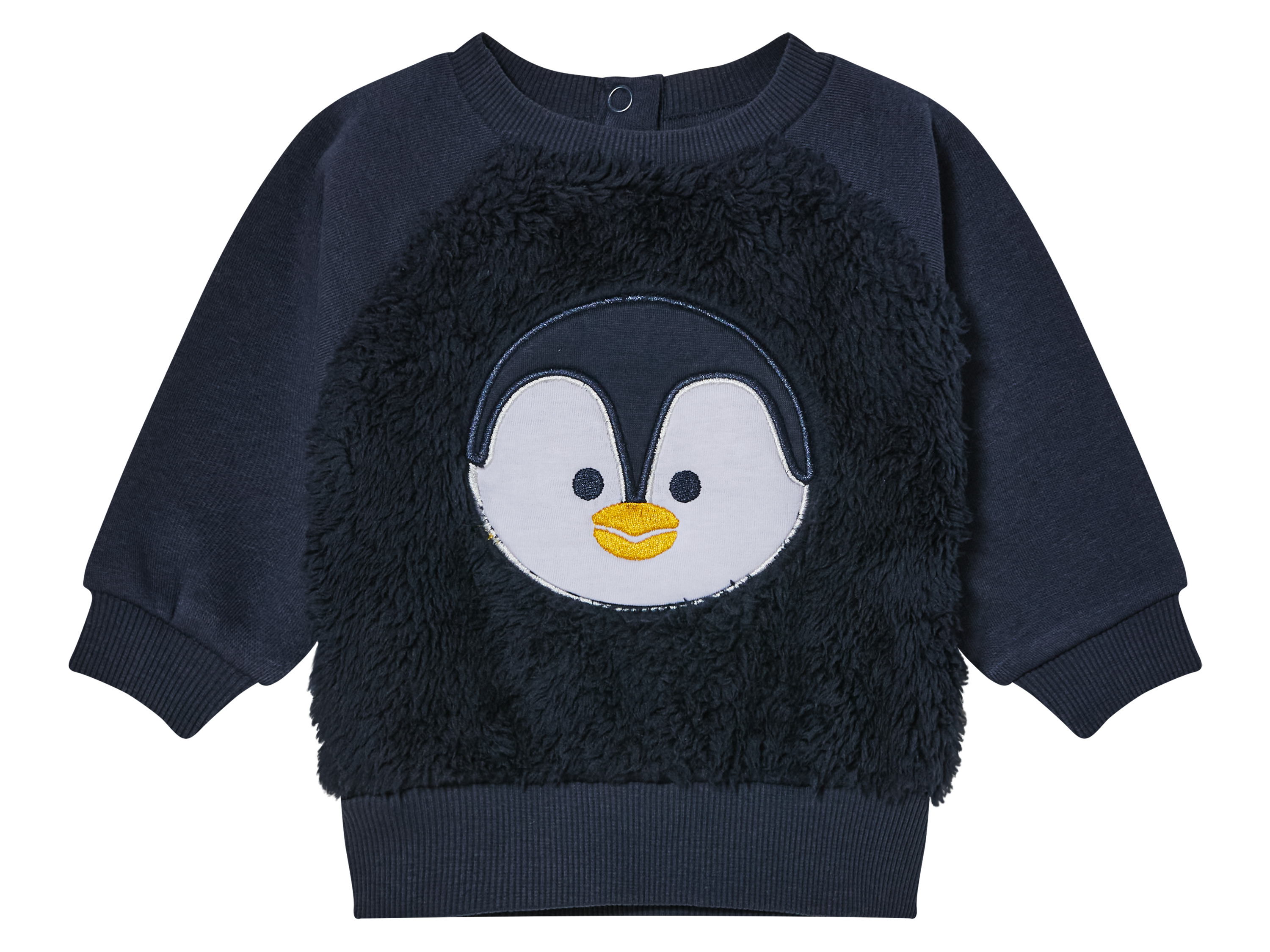 lupilu Pluszowy sweterek niemowlęcy z haftem 50/56, Granatowy