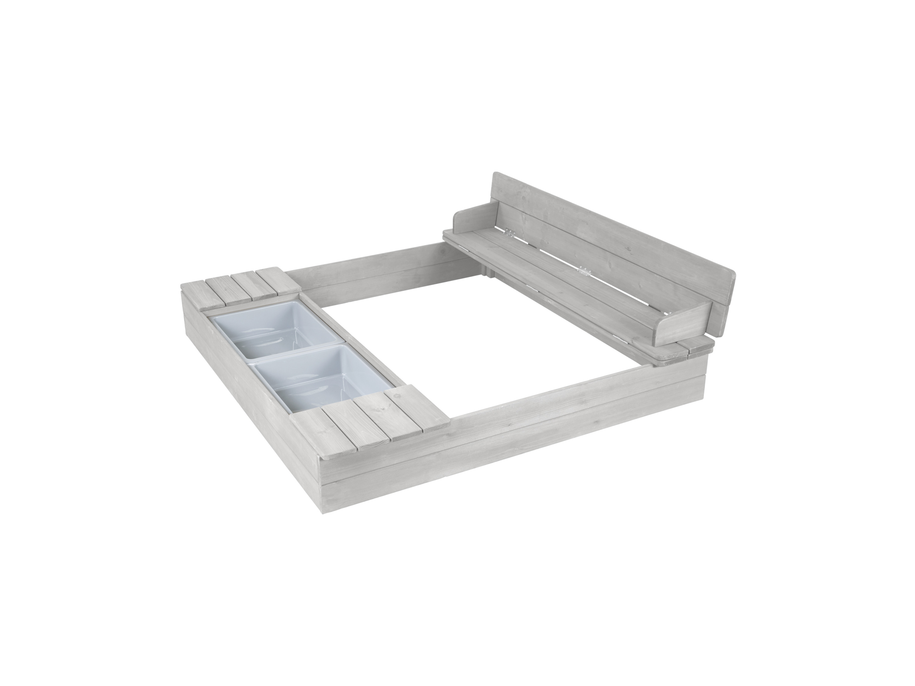 roba Piaskownica, rozkładana ławka z pojemnikami na zabawki