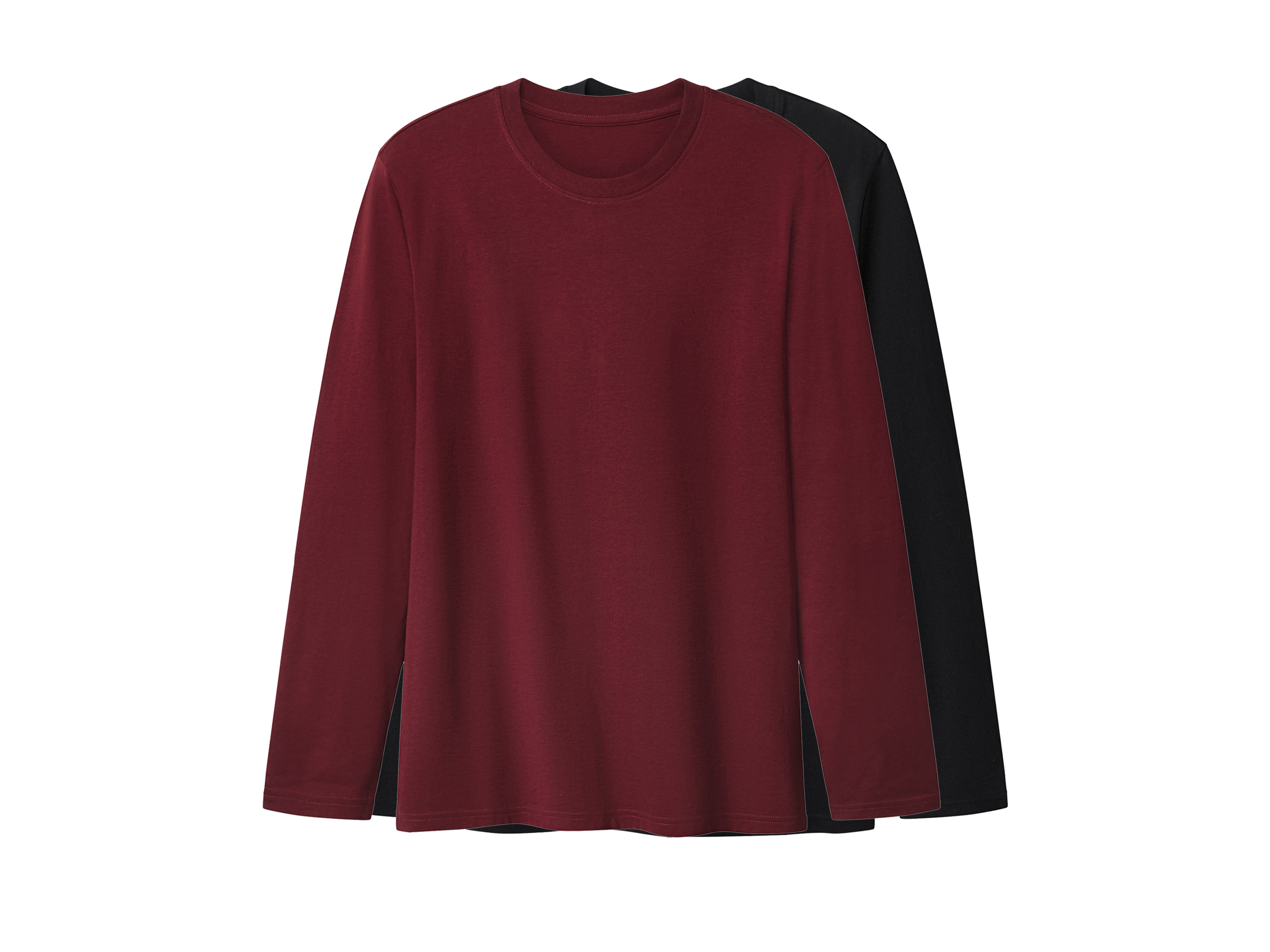 esmara Men Koszulki męskie z długim rękawem, 2 sztuki Czarny/czerwony, L 52/54