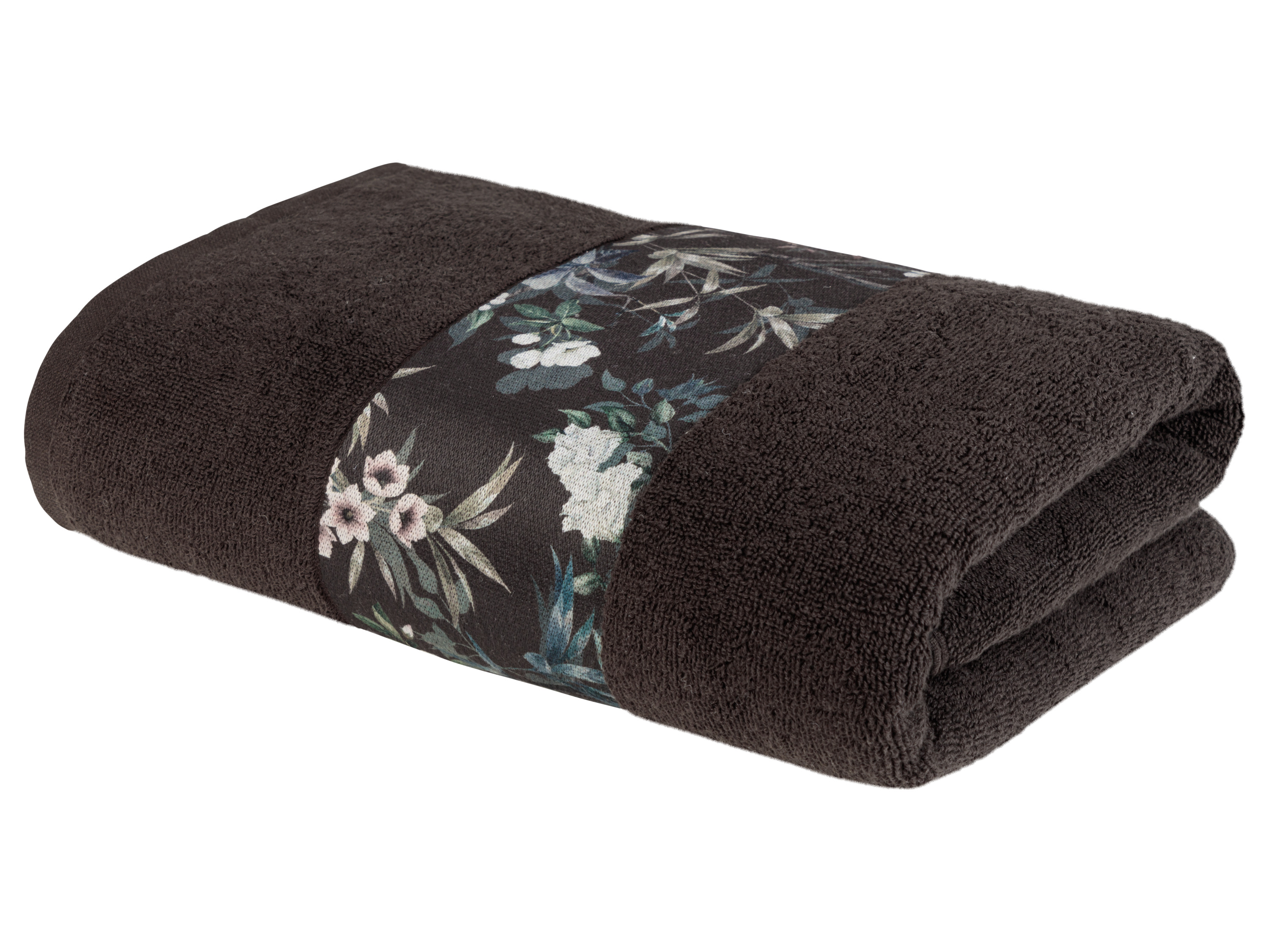 Livarno home Ręcznik kąpielowy frotte, 70 x 140 cm Kwiecisty/szary