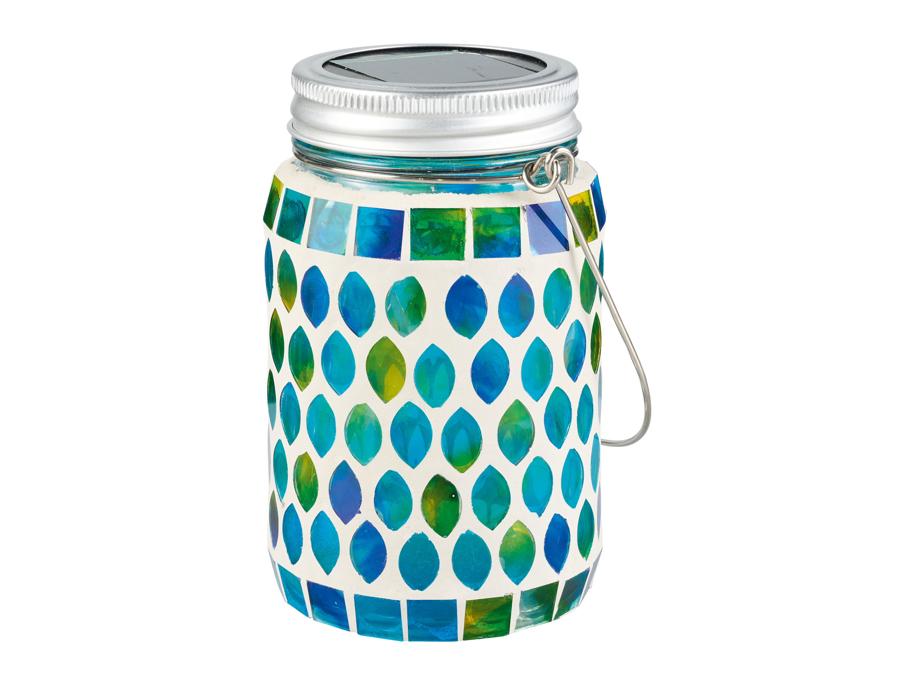 Livarno home Szklany lampion solarny LED malowany lub mozaikowy Niebieski