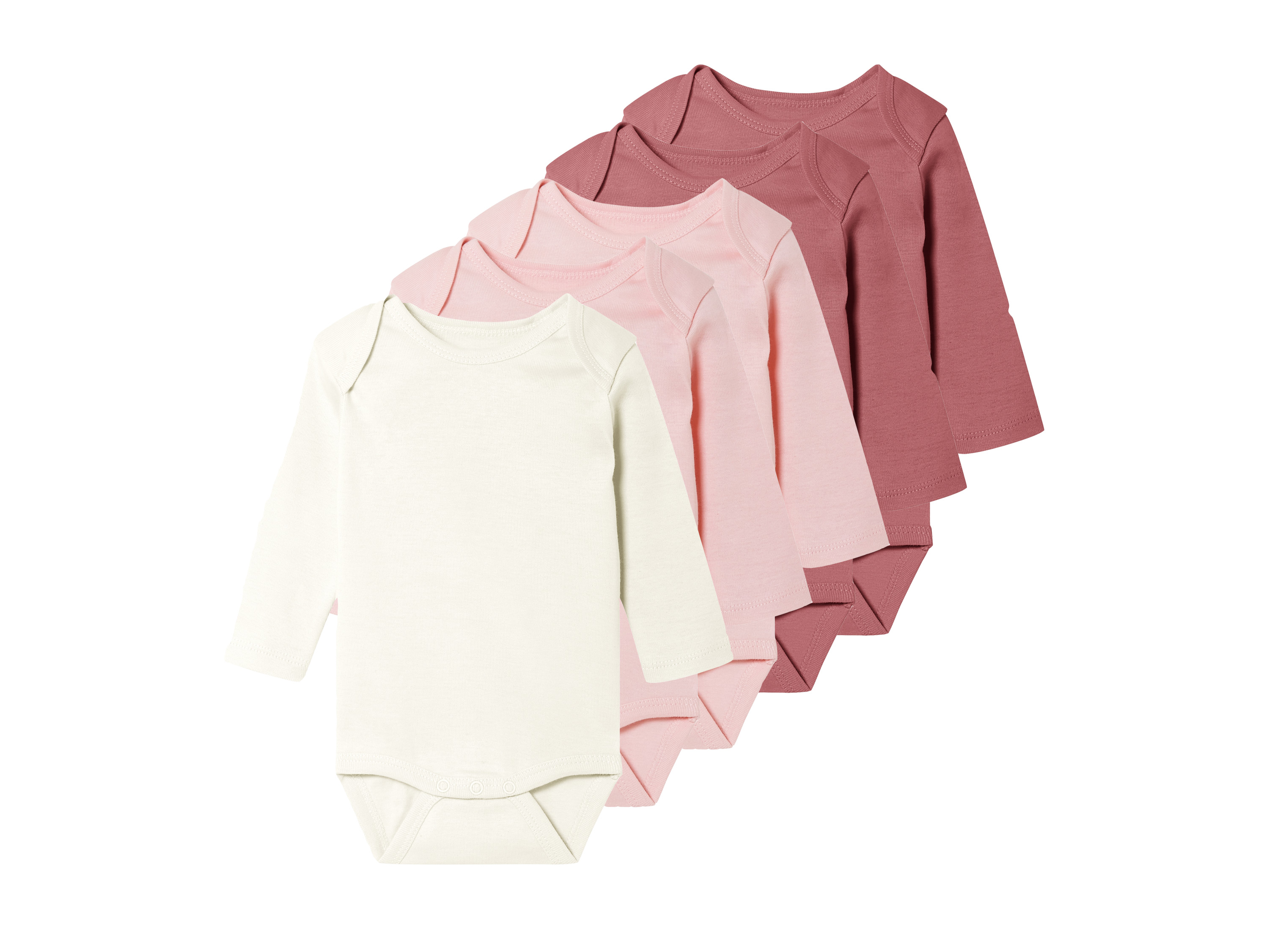 lupilu Body niemowlęce z biobawełny, 5 sztuk Biały/ różowy, 62/68