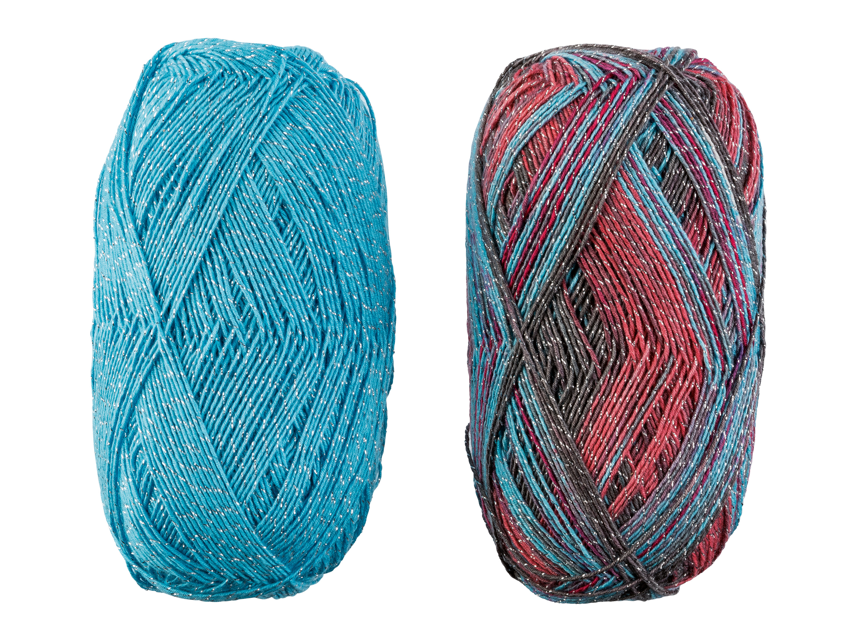 crelando Włóczka brokatowa na skarpetki, 2 sztuki Niebieski/czerwony