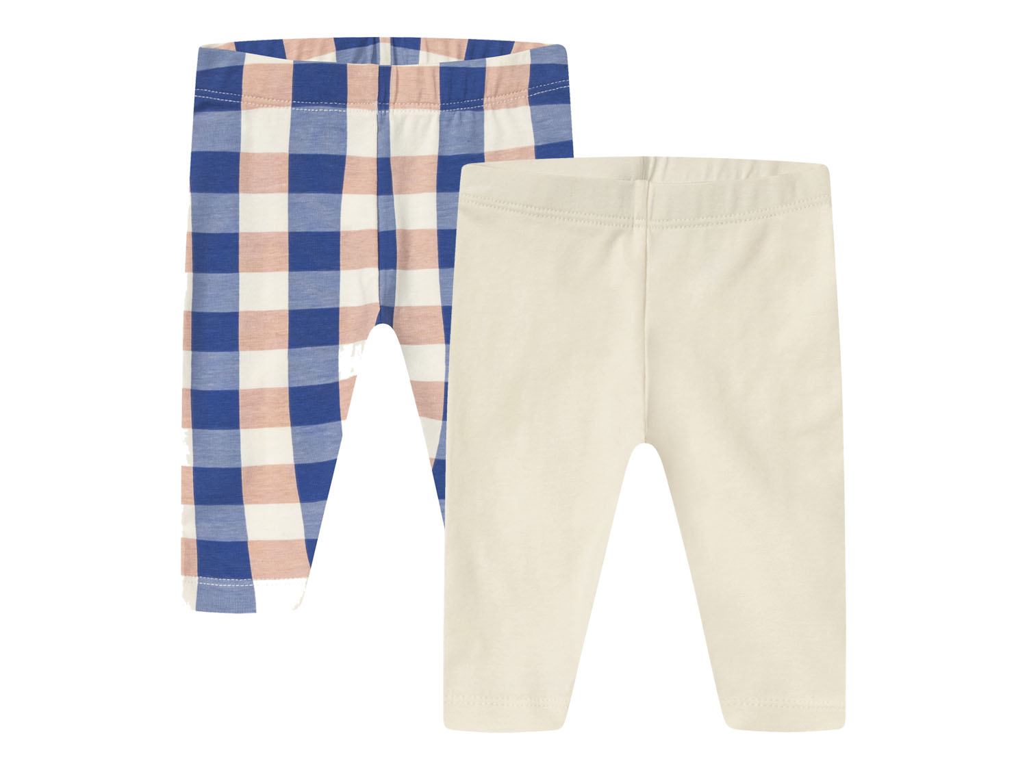 lupilu Legginsy niemowlęce z bawełną, 2 pary 62/68, Kratka/biały