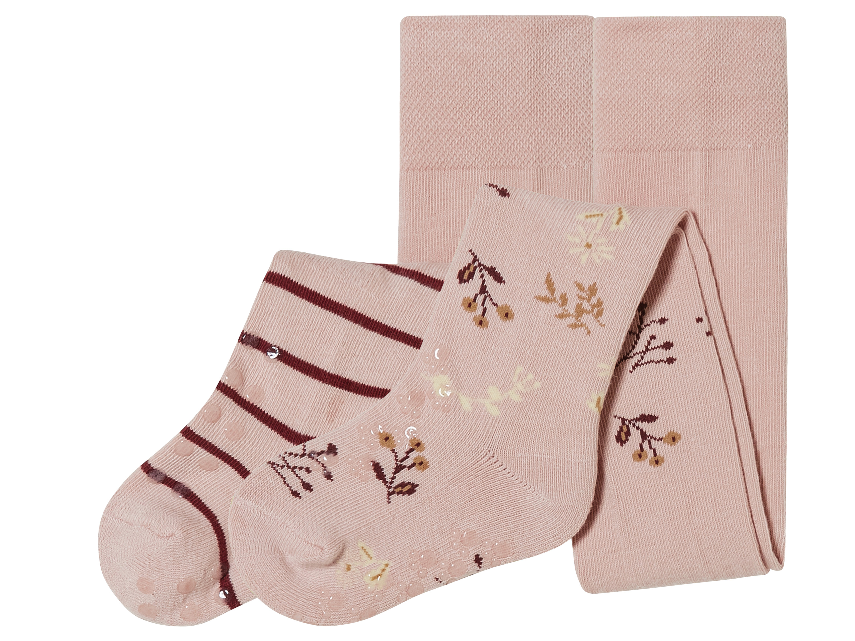 lupilu Rajstopki niemowlęce z silikonowymi wypustkami, 2 pary 86/92, Różowy