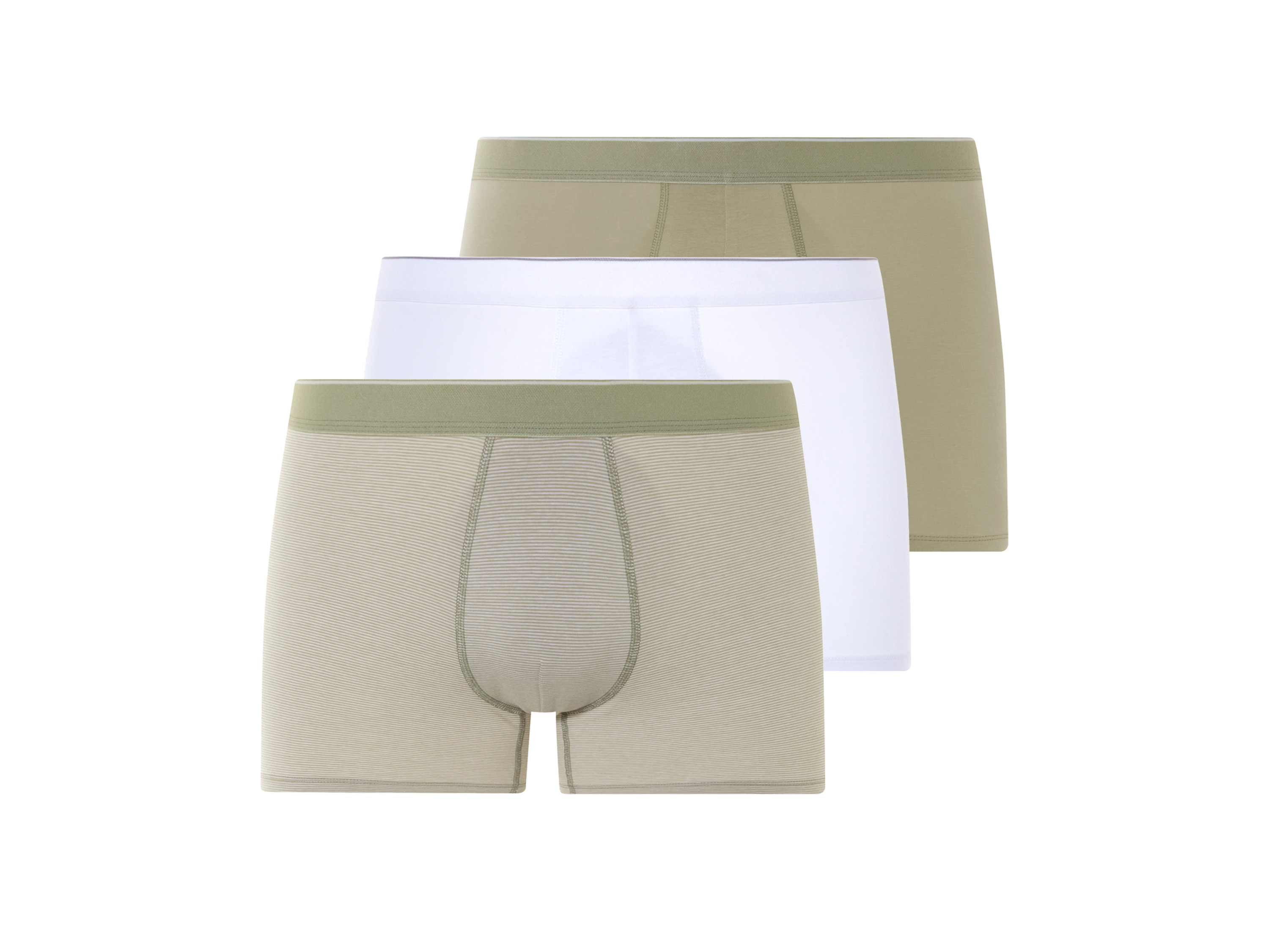 Livergy Bokserki męskie, 3 pary Oliwkowy/ biały, 6/L