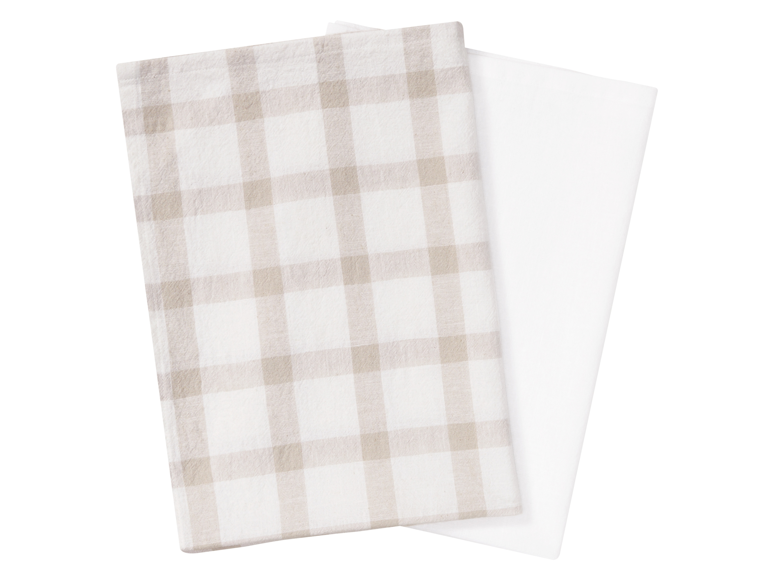 Livarno home Ściereczki kuchenne z bawełny i lnu, 2 sztuki kratka/beż/biały