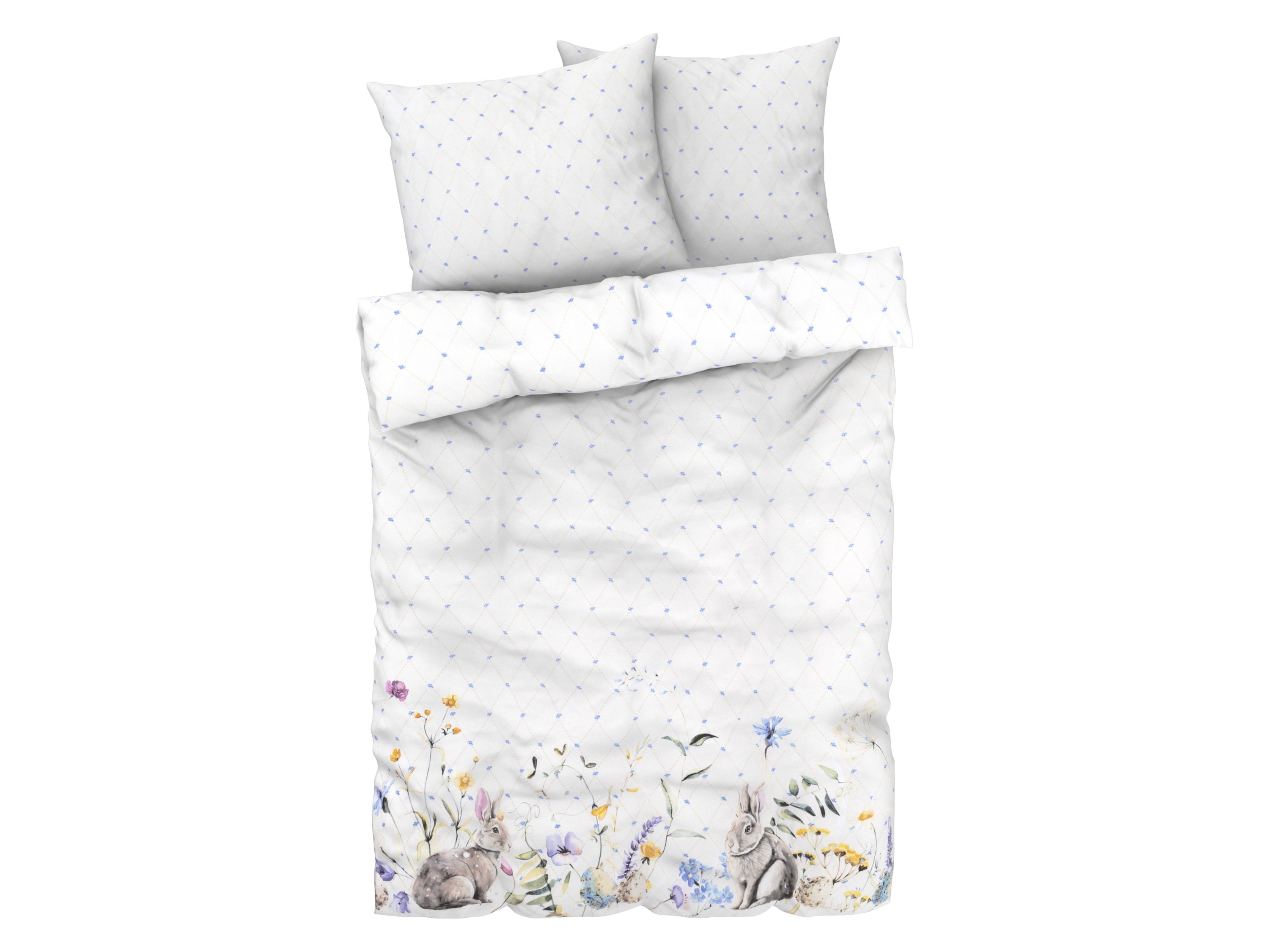 Livarno home Pościel z mikrowłókna satynowego, 160 x 200 cm zając/kwiaty