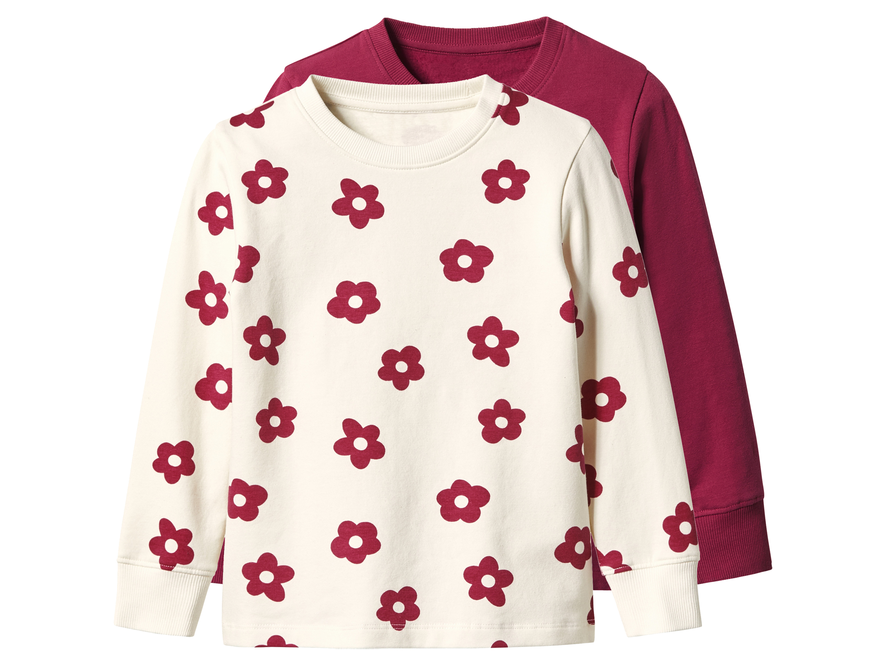 lupilu Koszulki termiczne dziecięce z bawełną, 2 sztuki Malinowy, 110/116