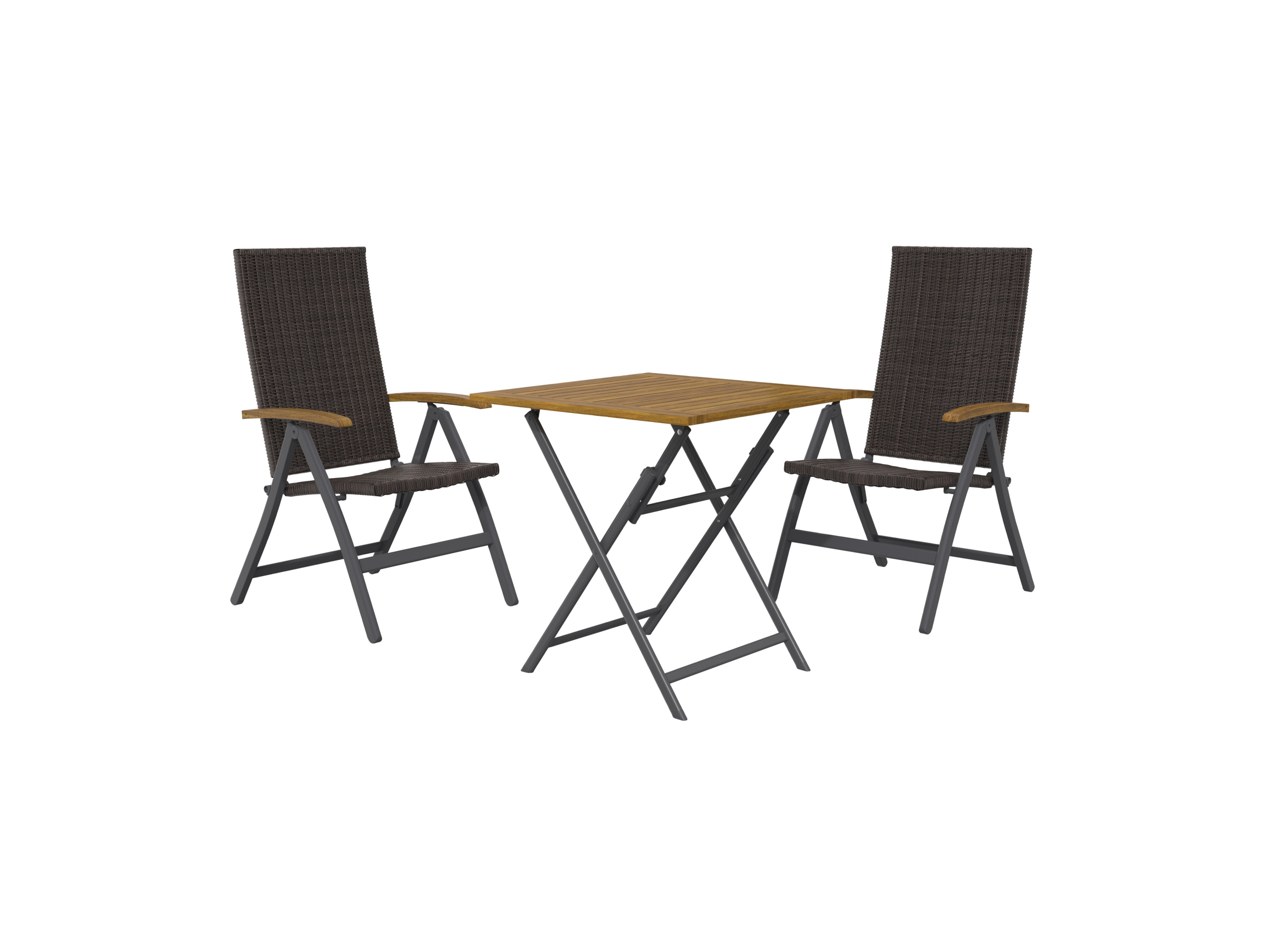 Livarno home Zestaw mebli ogrodowych Valencia, stolik składany i 2 fotele z plecionki