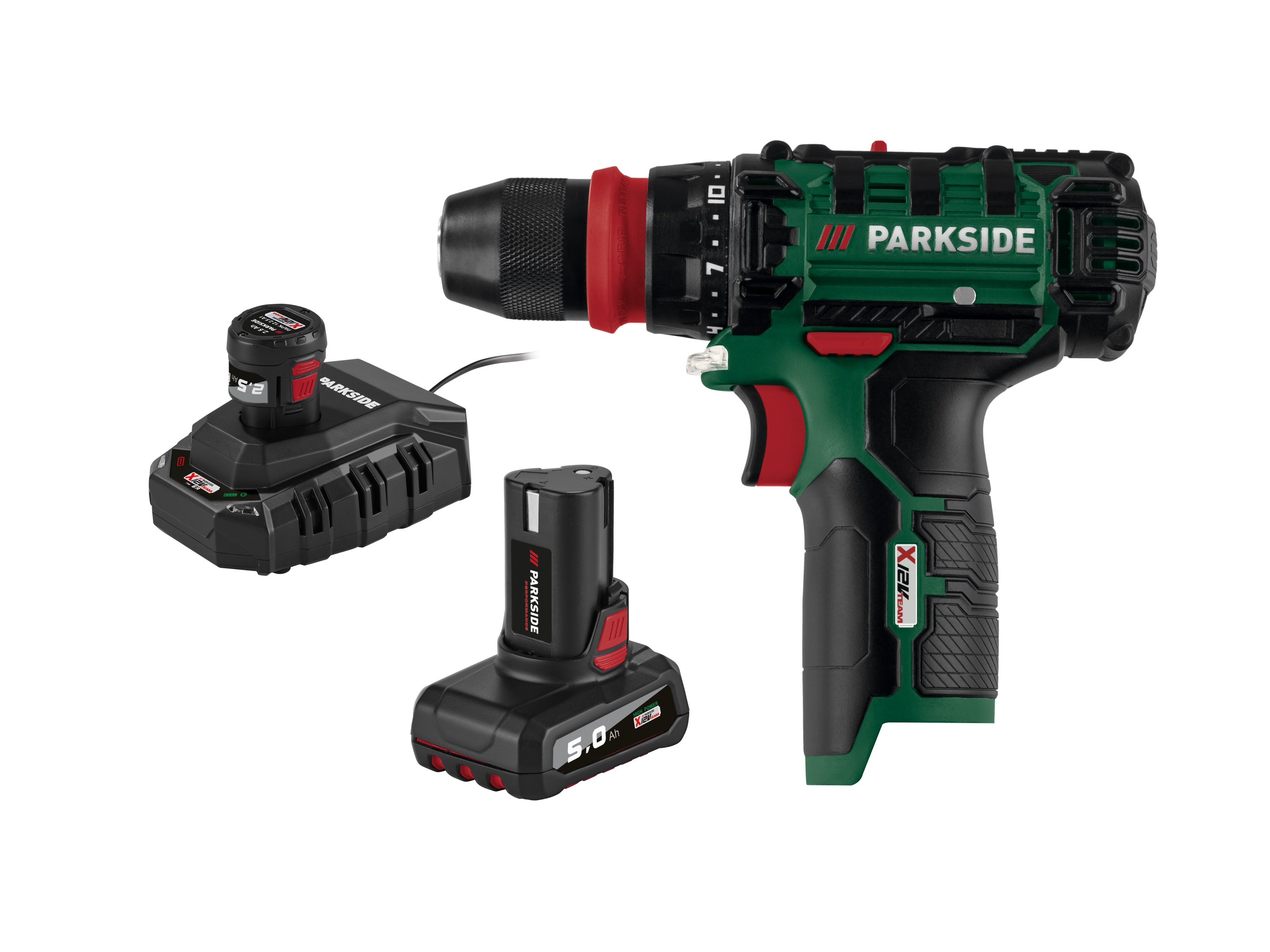 Zestaw Akumulatorowa wiertarkowkrętarka, 12 V z 2 akumulatorami 1 x 2,5 Ah i 1 x 5 Ah, ładowarką, 6 A