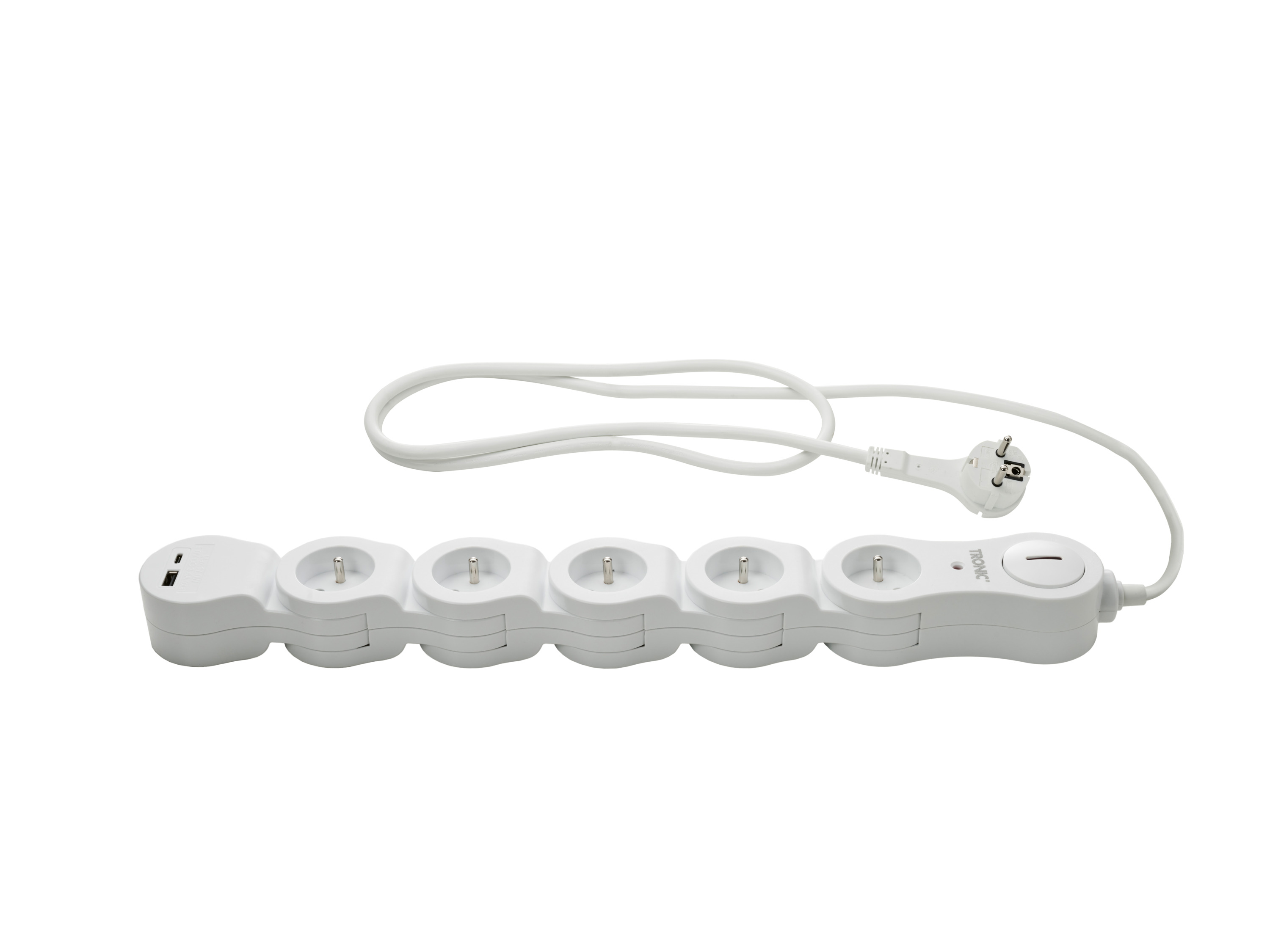 Tronic Listwa zasilająca z portami Usb-A i Usb-C biała listwa zasilająca