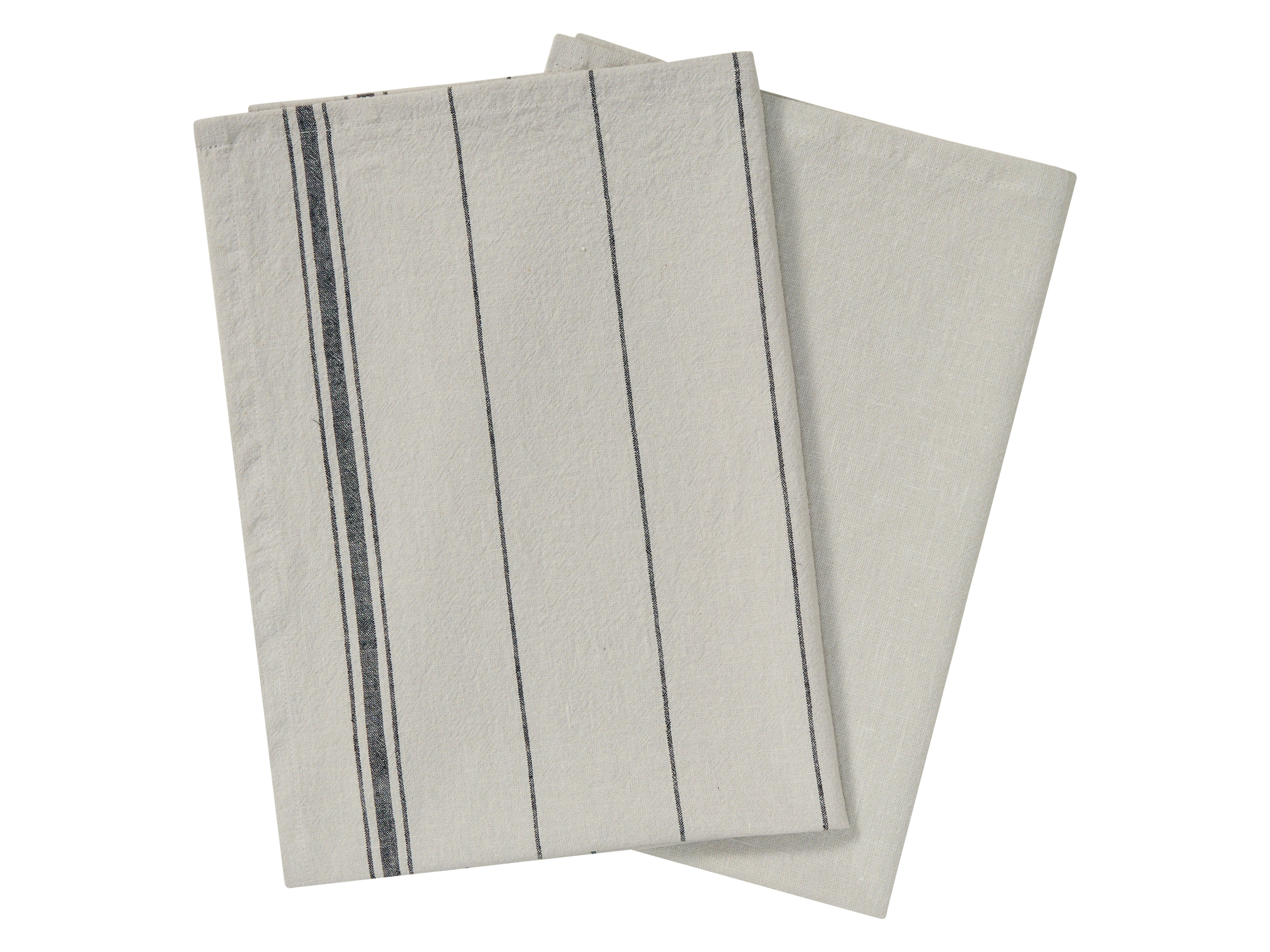 Livarno home Ściereczki kuchenne z bawełny i lnu, 2 sztuki Pasy/beżowy/szary