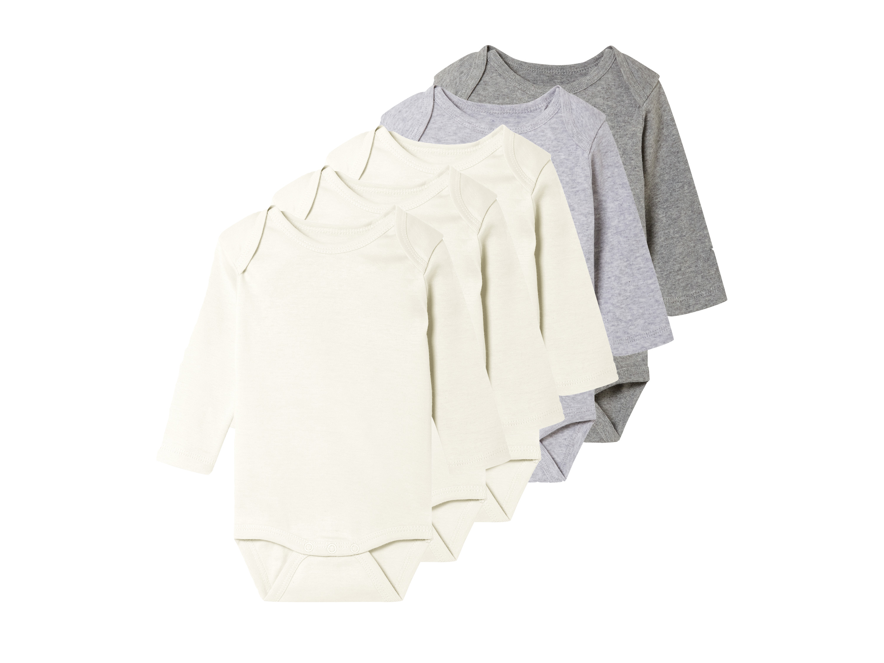 lupilu Body niemowlęce z biobawełny, 5 sztuk Biały/szary, 62/68