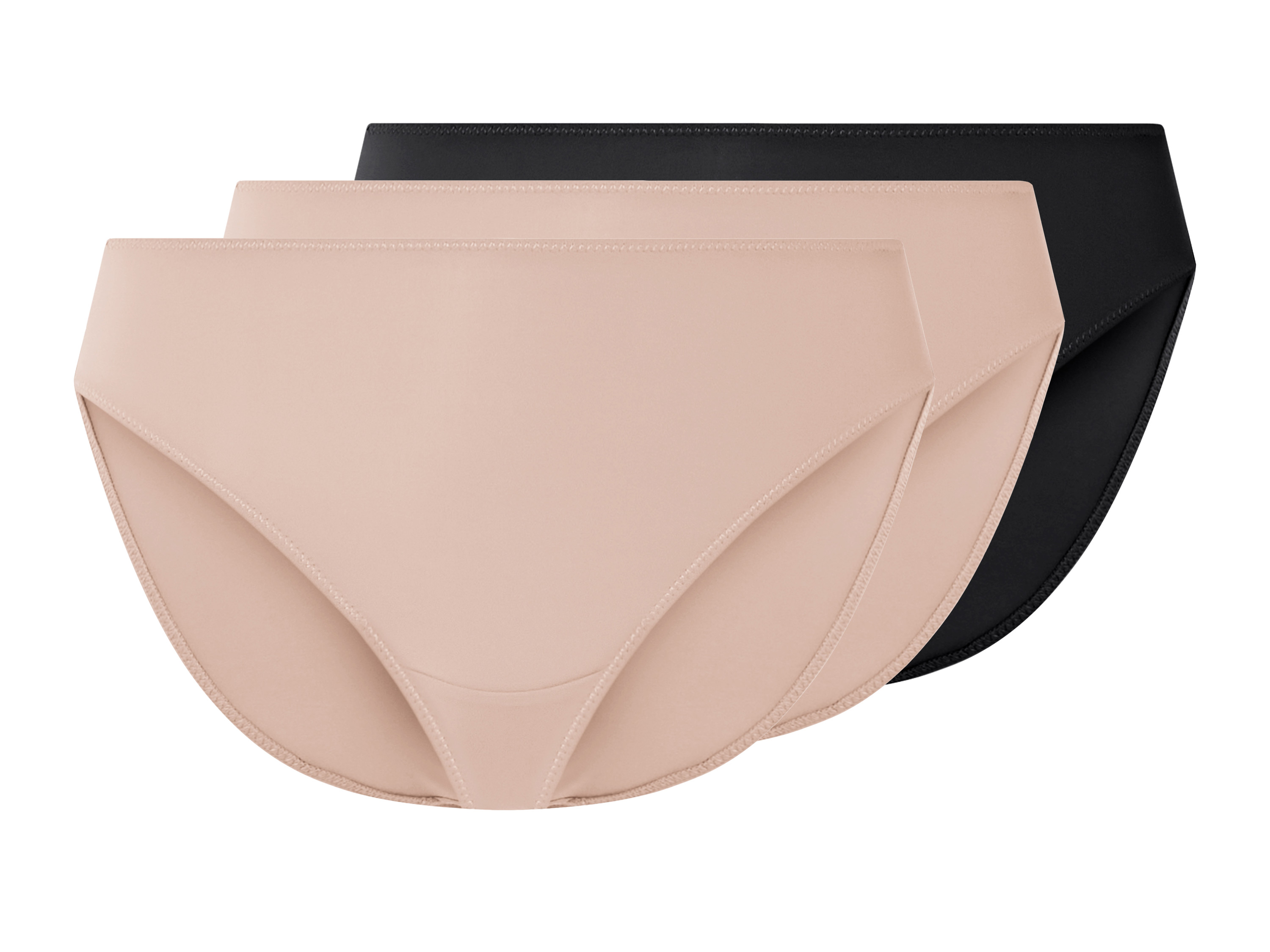 esmara Majtki figi damskie, 3 pary Czarny/ beżowy, XS 32/34