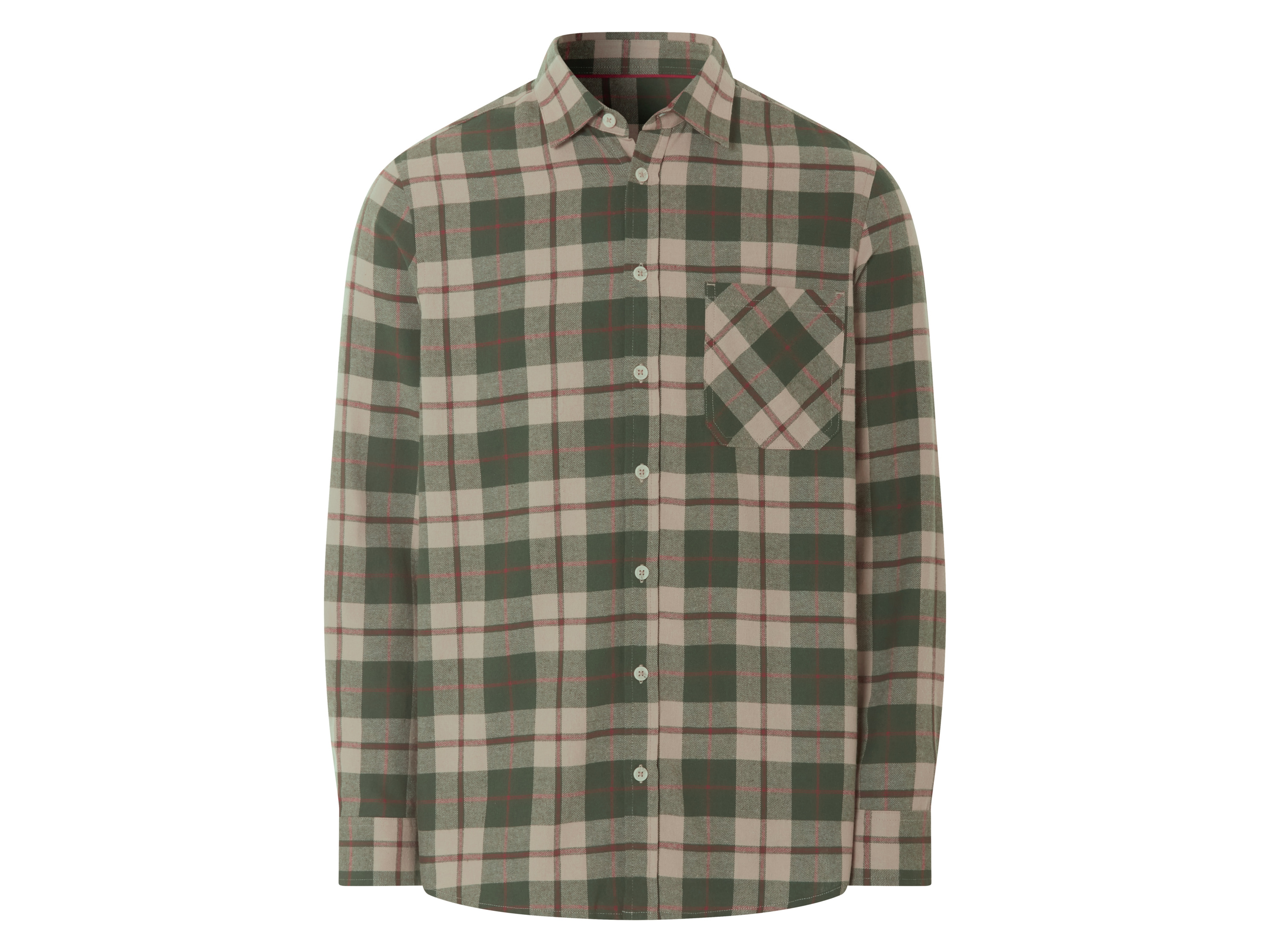 esmara Men Koszula flanelowa męska z bawełny Zielony/beżowy, L 41/42