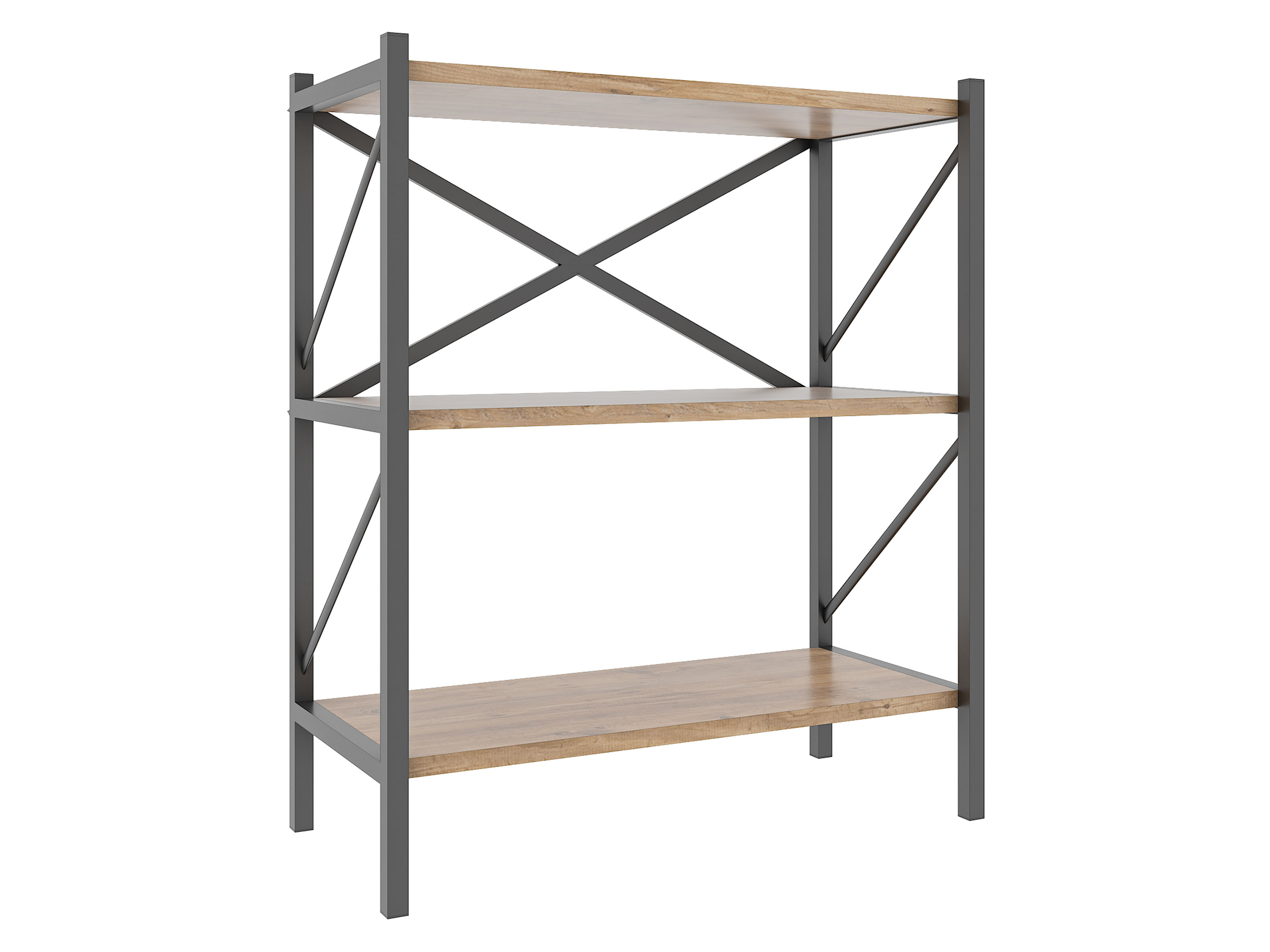 VCM Regał Insasi w stylu industrialnym Podwójny, Miodowy dąb