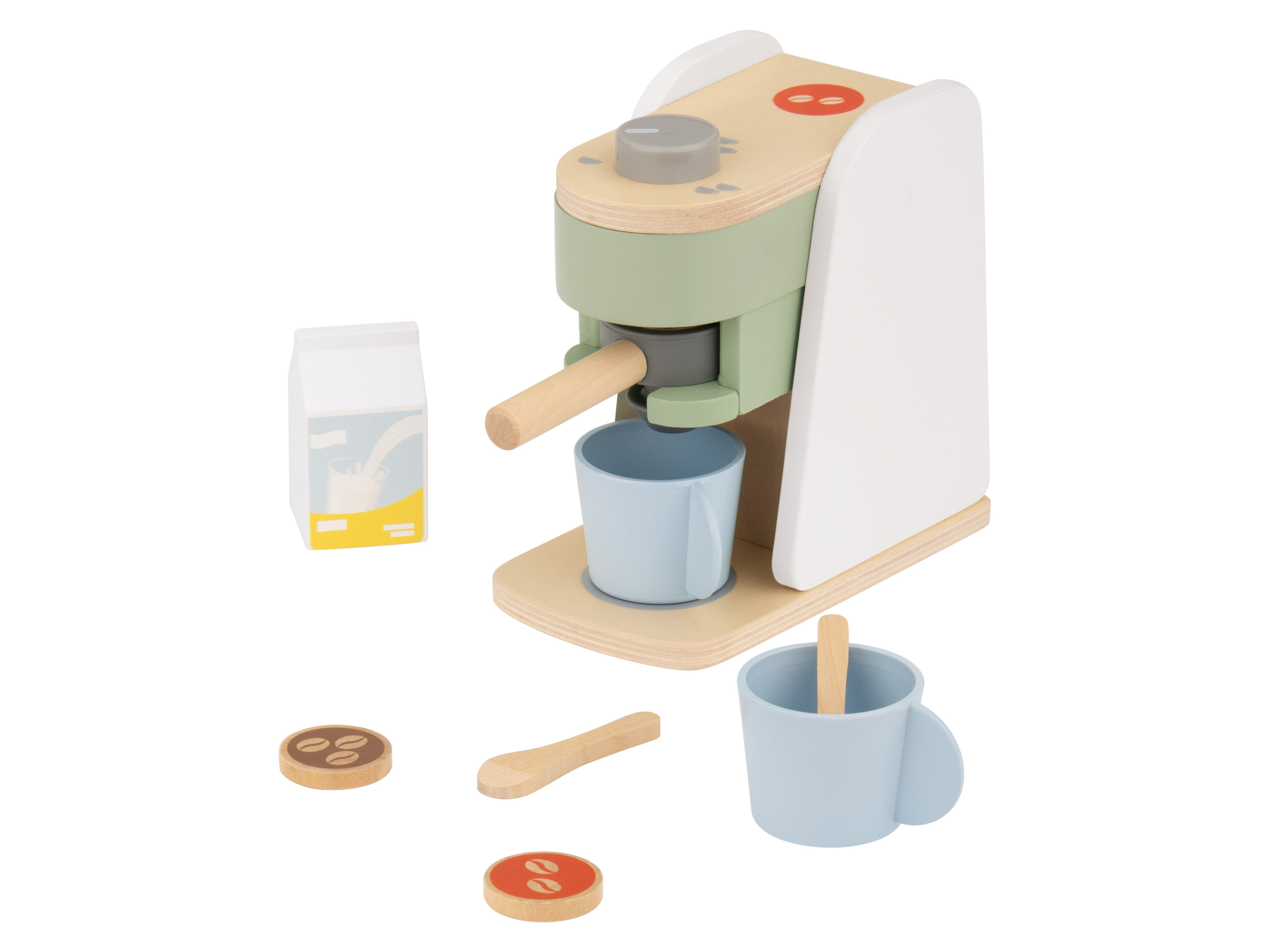 lupilu Zestaw drewnianych akcesoriów do zabawkowej kuchni Ekspres do kawy